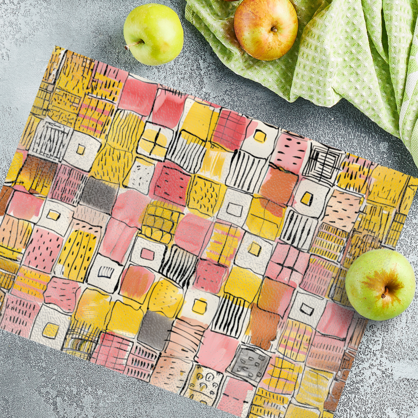 Patchwork Delight Textured Glass Chopping Boards
