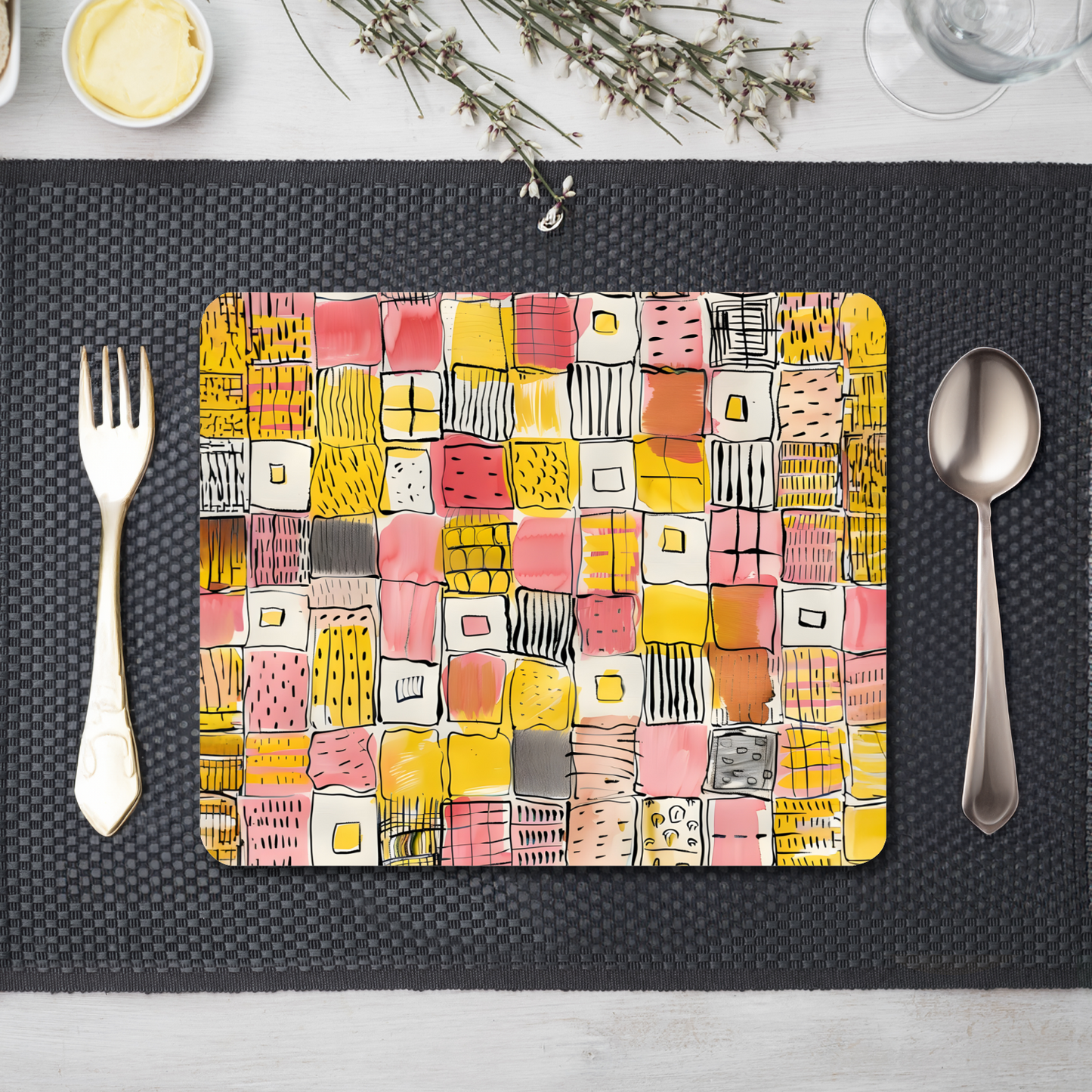 Patchwork Delight Wooden Placemat