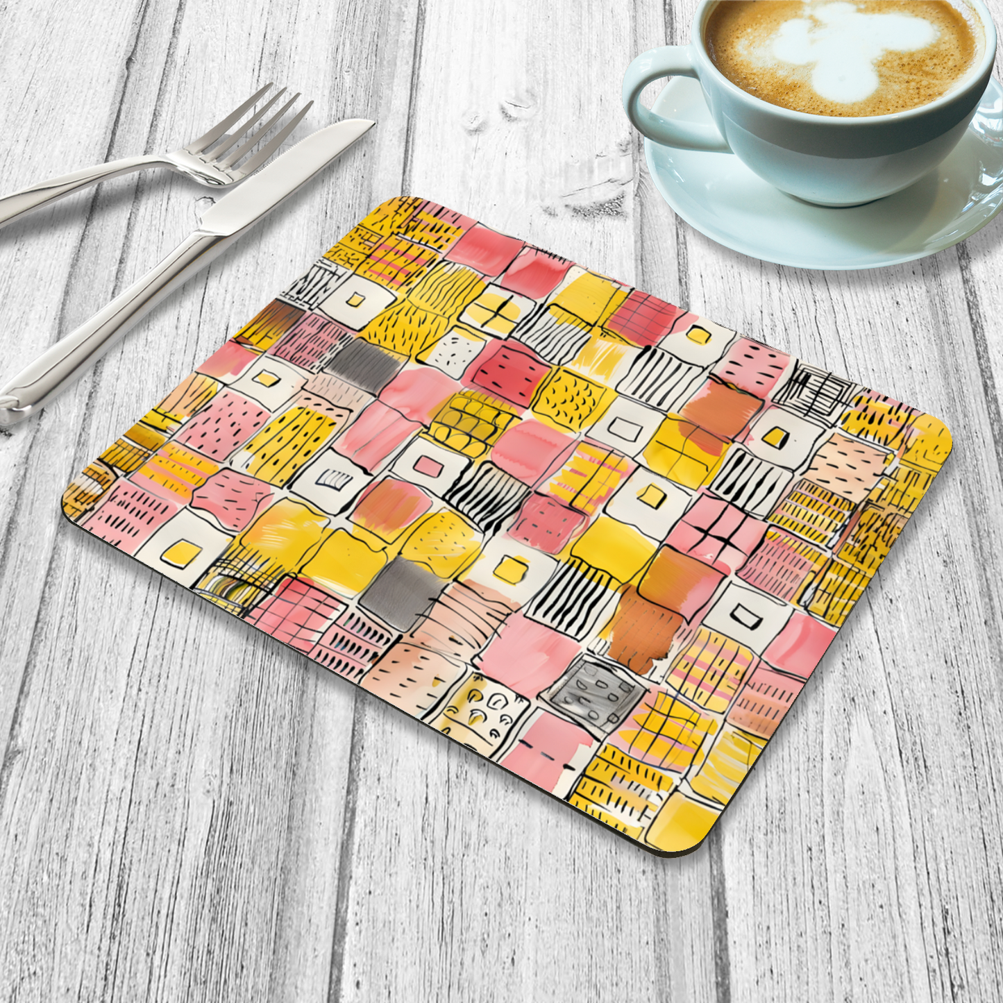 Patchwork Delight Wooden Placemat