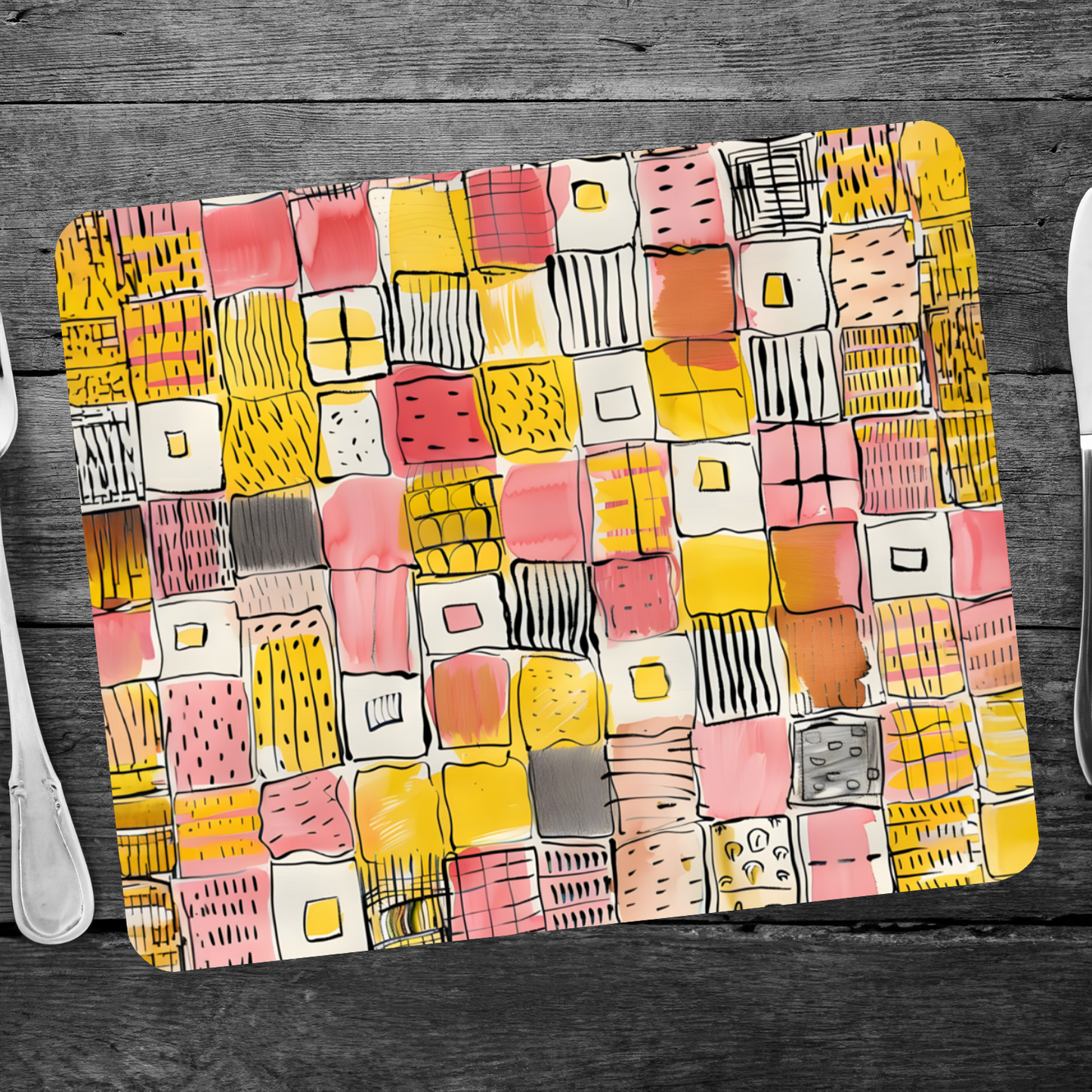 Patchwork Delight Wooden Placemat