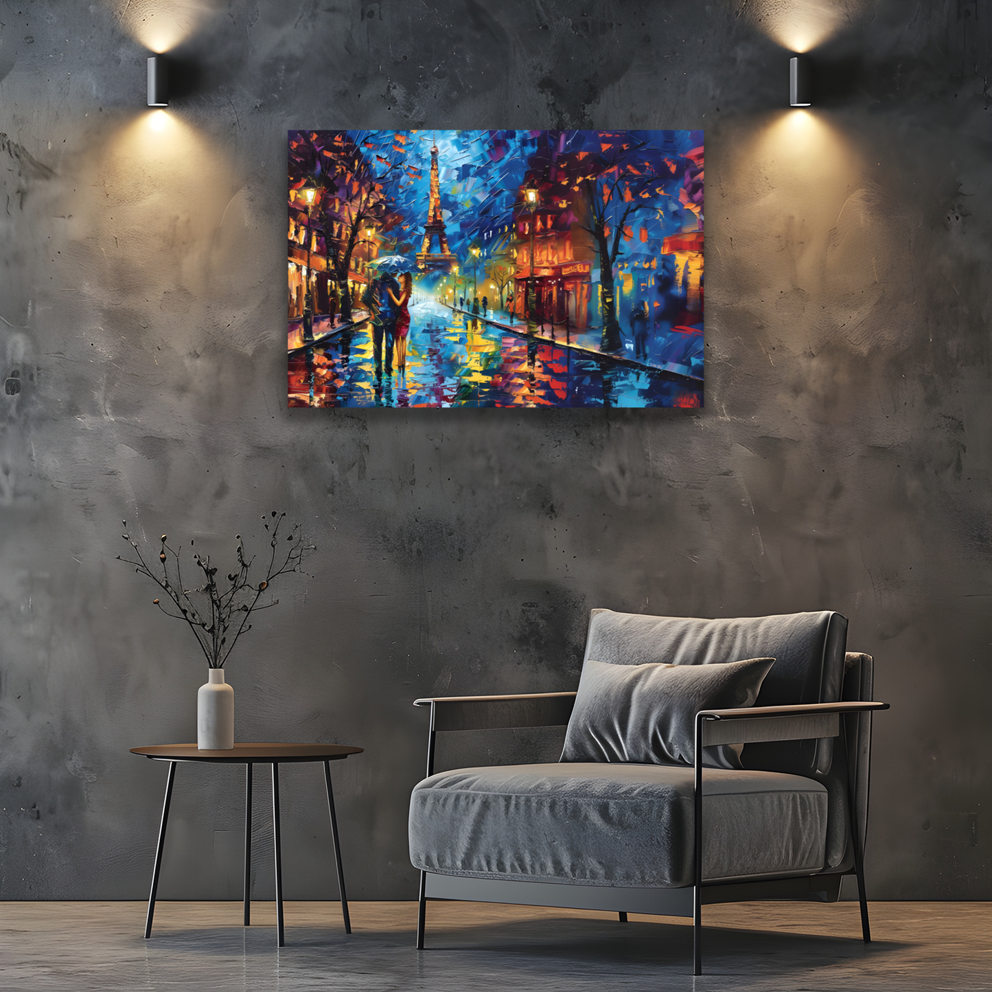 Midnight Promenade in Paris Deluxe Box Landscape Canvas Print