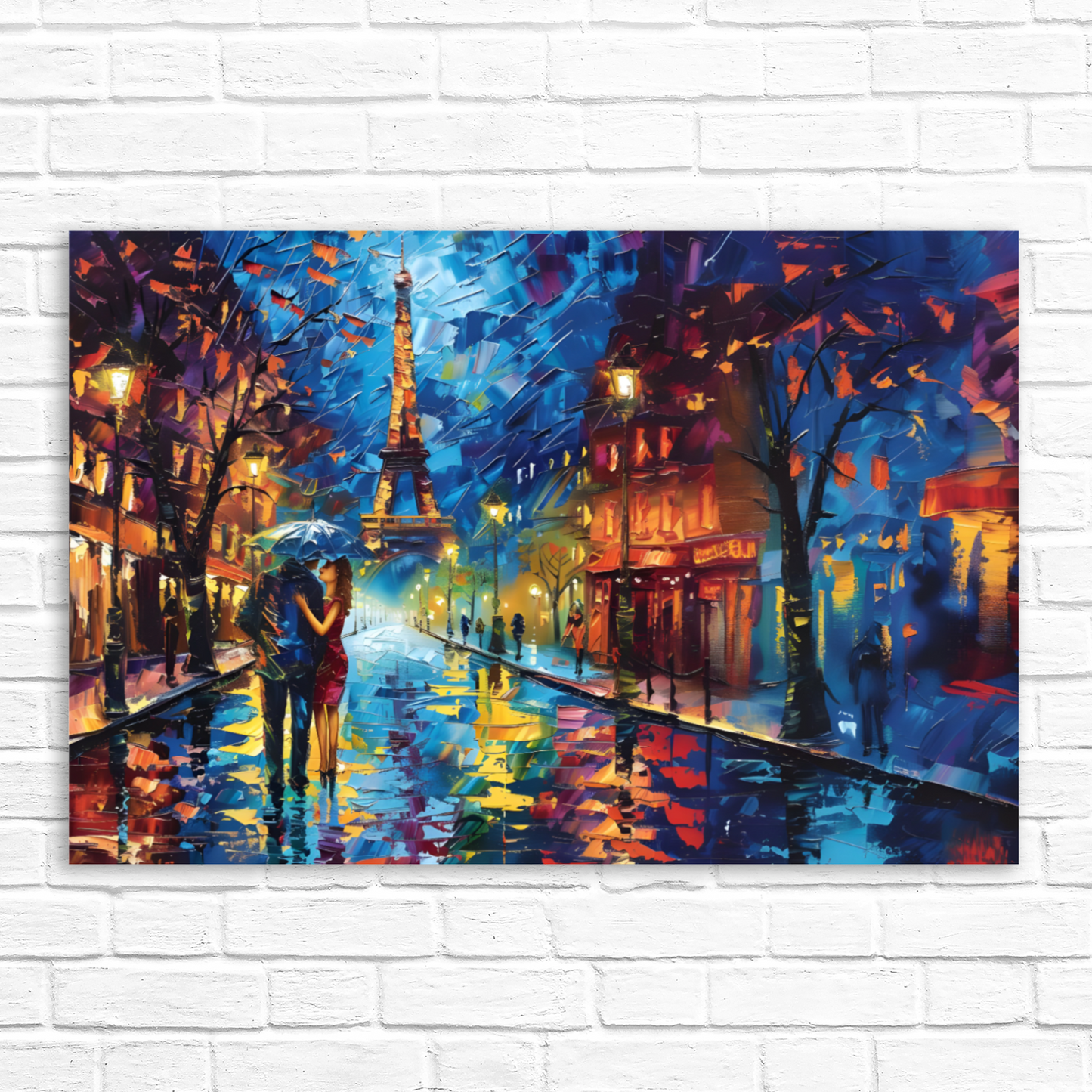 Midnight Promenade in Paris Deluxe Box Landscape Canvas Print