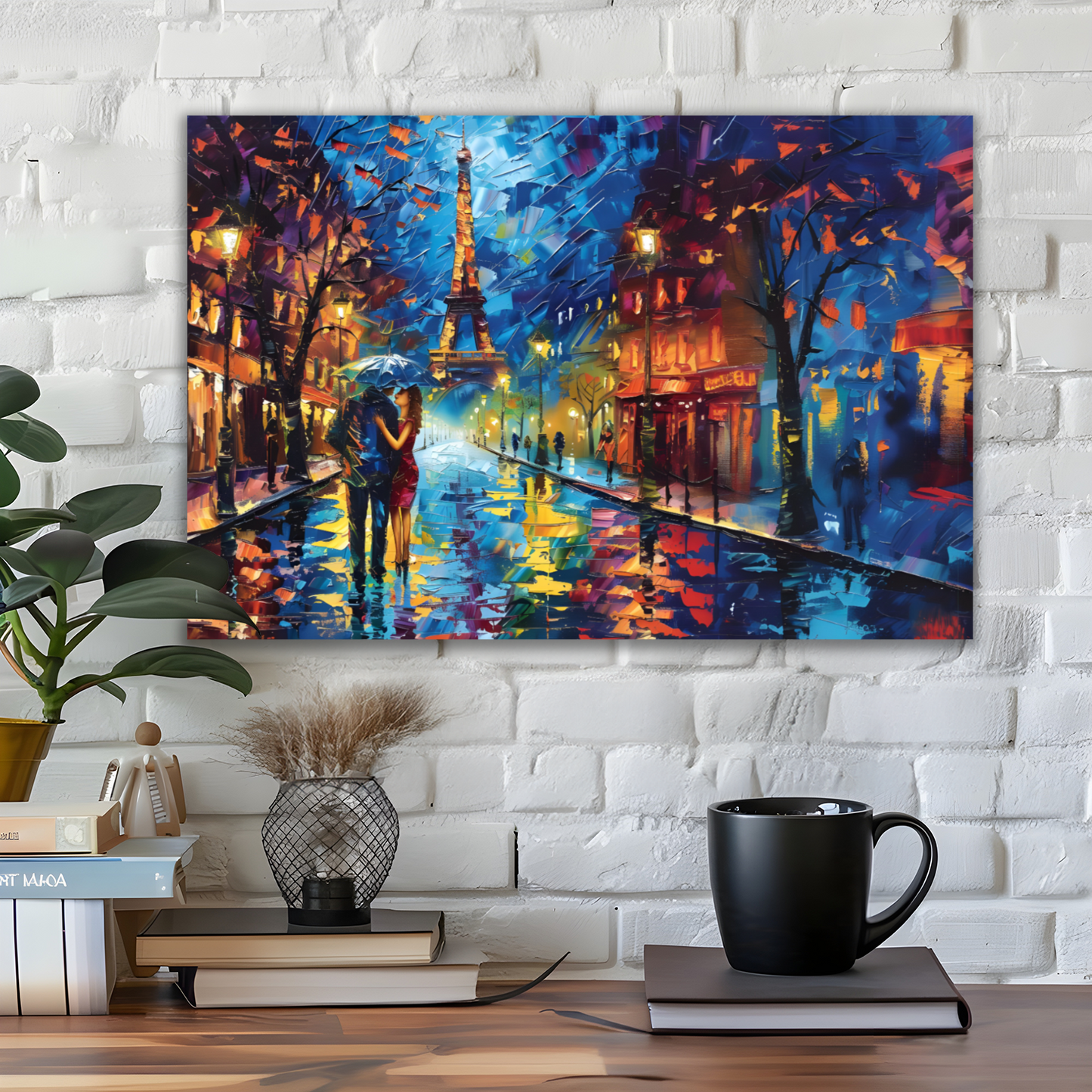 Midnight Promenade in Paris Deluxe Box Landscape Canvas Print