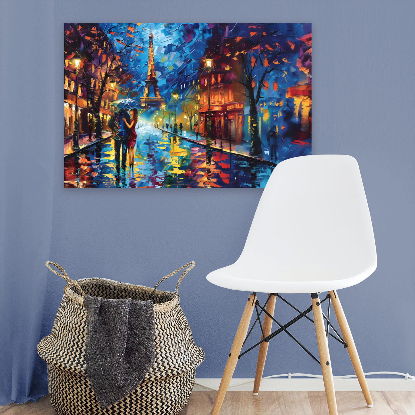 Midnight Promenade in Paris Deluxe Box Landscape Canvas Print