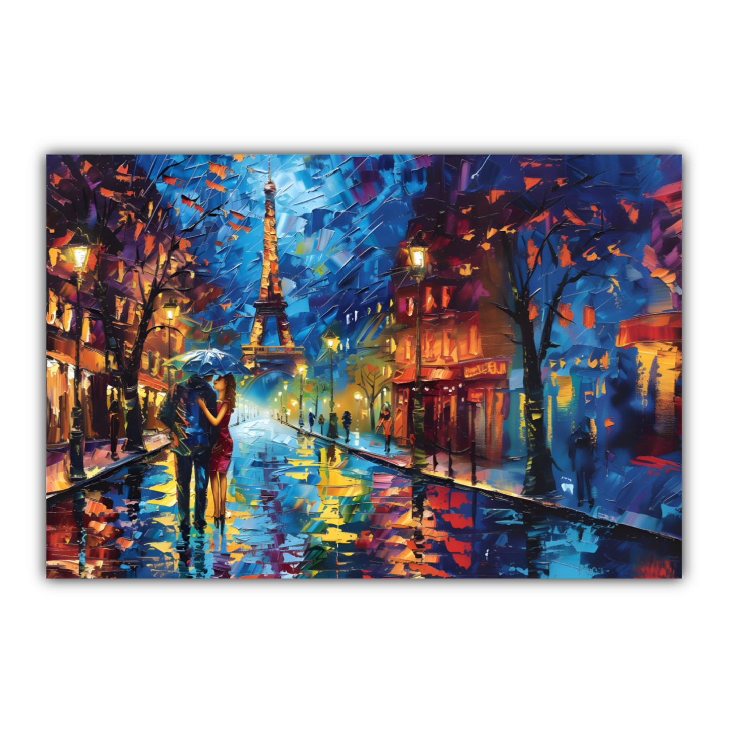 Midnight Promenade in Paris Deluxe Box Landscape Canvas Print
