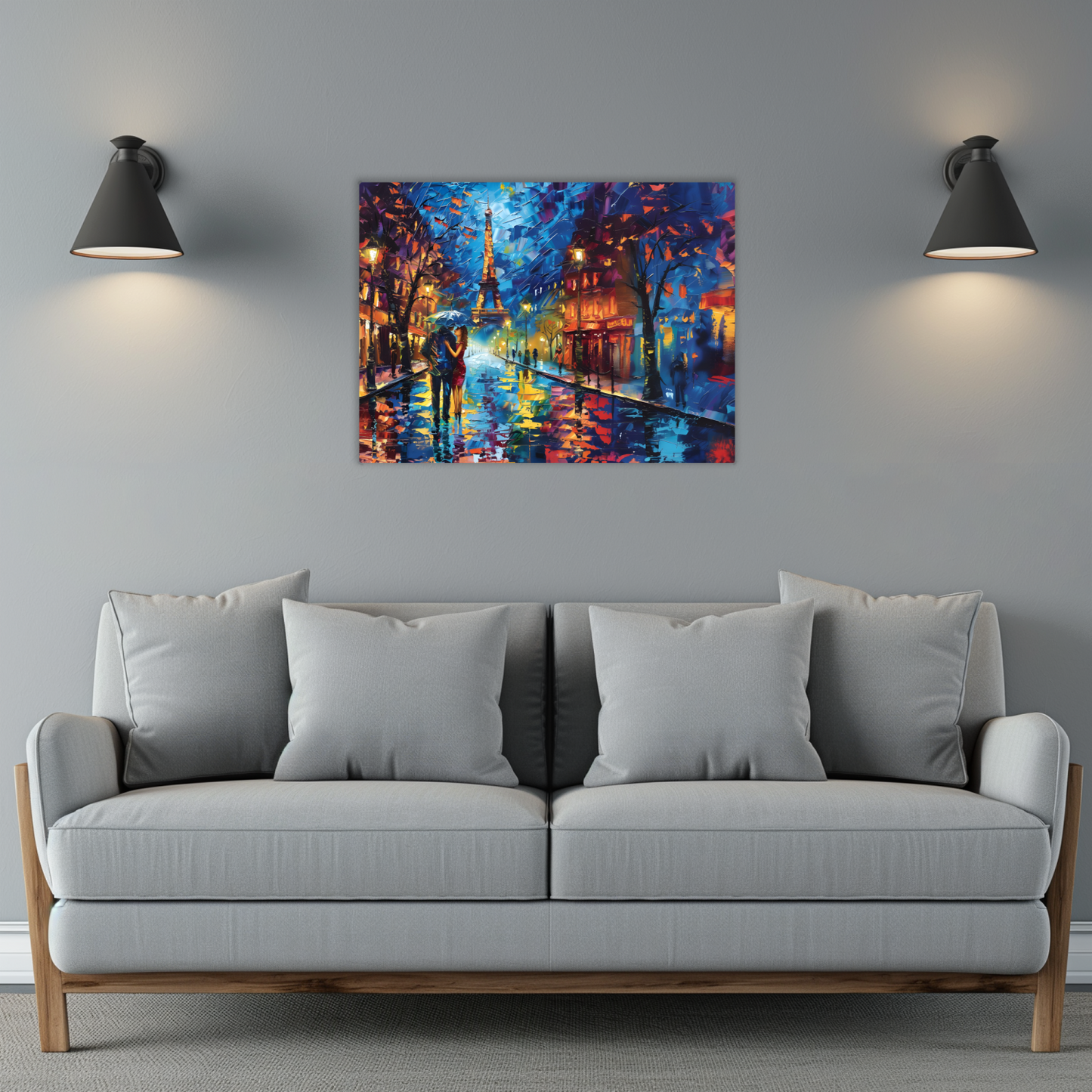 Midnight Promenade in Paris Premium Landscape Aluminum Prints
