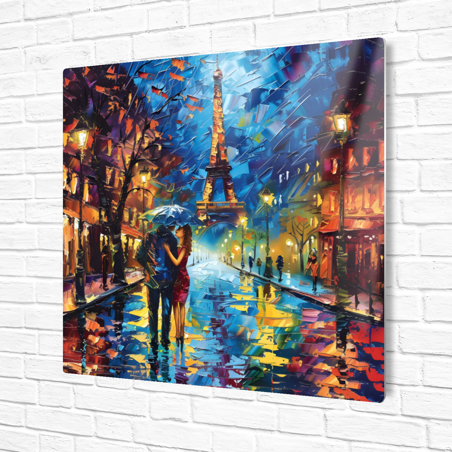 Midnight Promenade in Paris Premium Square Aluminum Prints