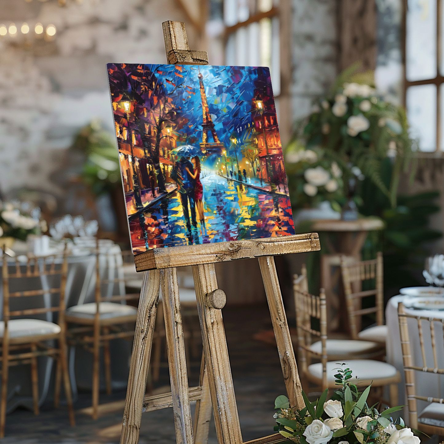 Midnight Promenade in Paris Premium Square Aluminum Prints