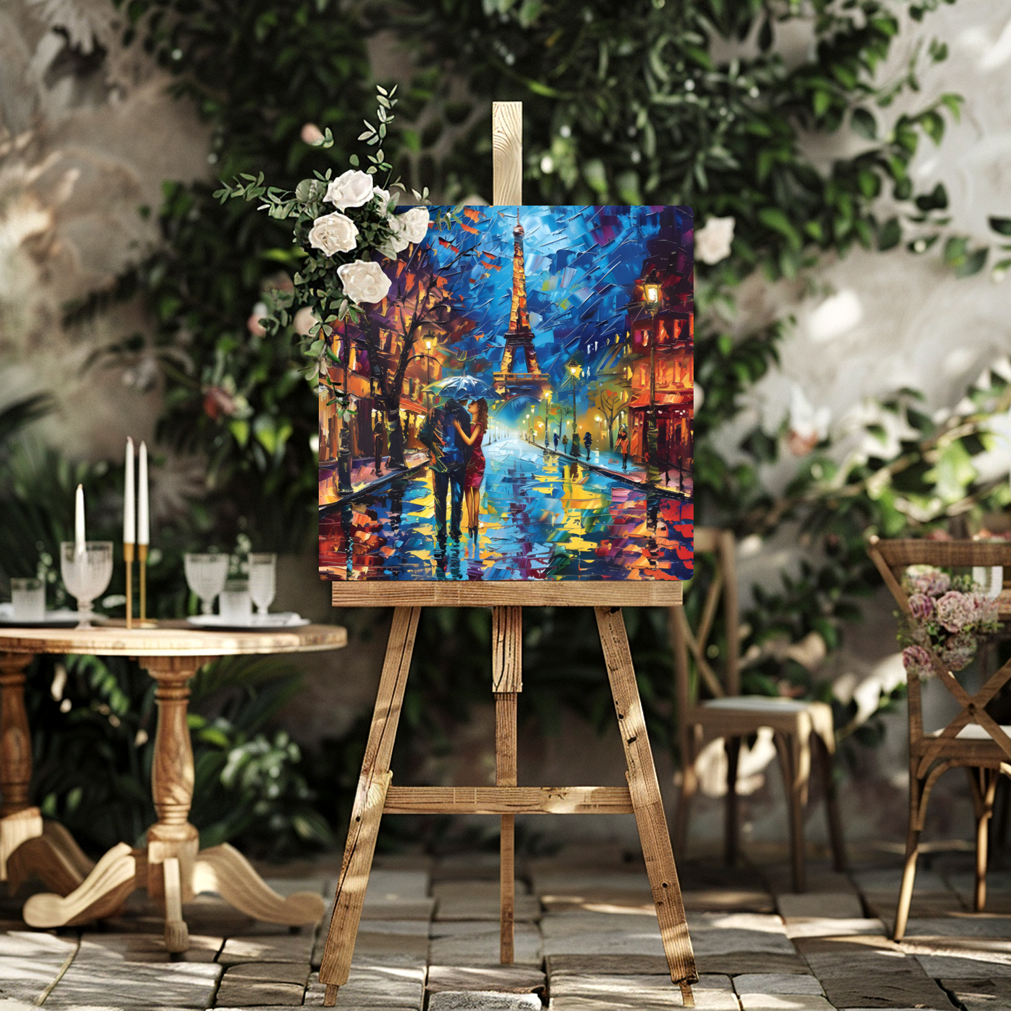 Midnight Promenade in Paris Premium Square Aluminum Prints