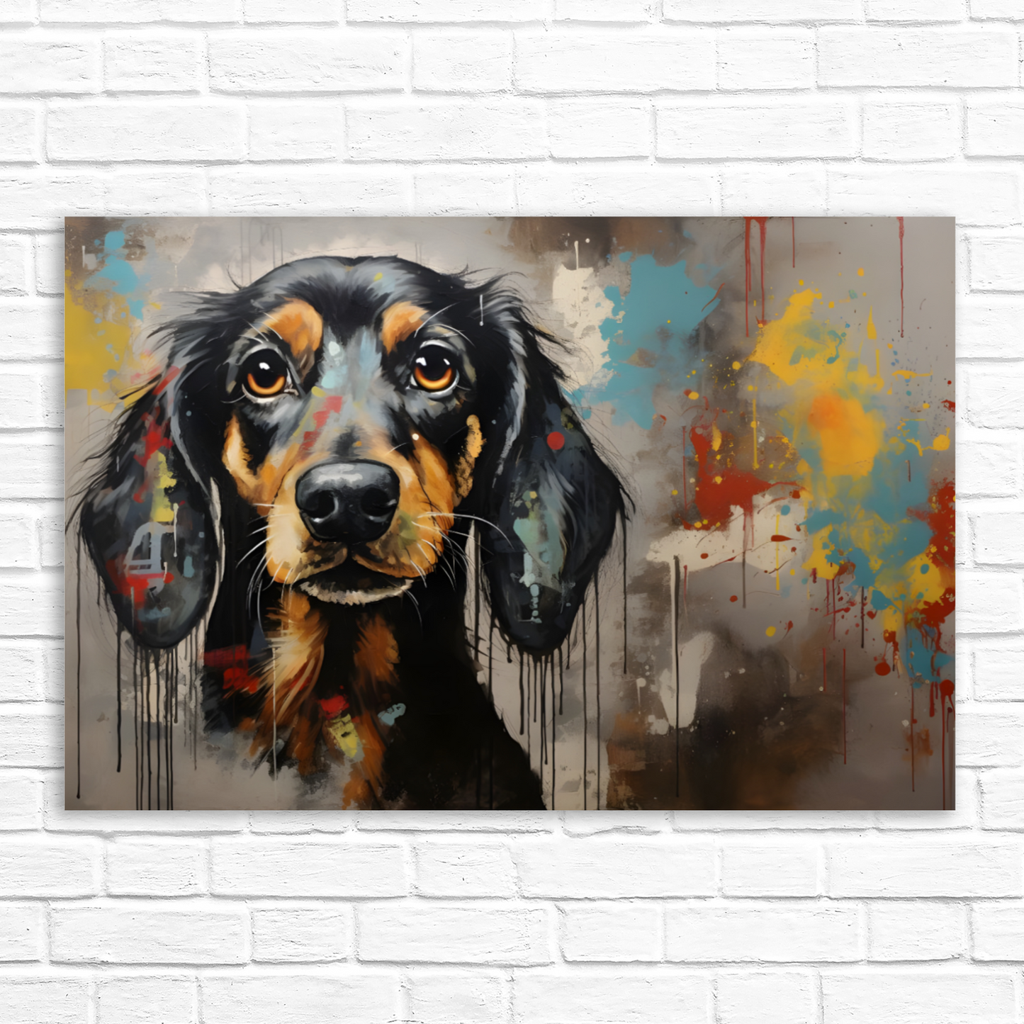 Dachshund Drip Deluxe Box Landscape Canvas Prints