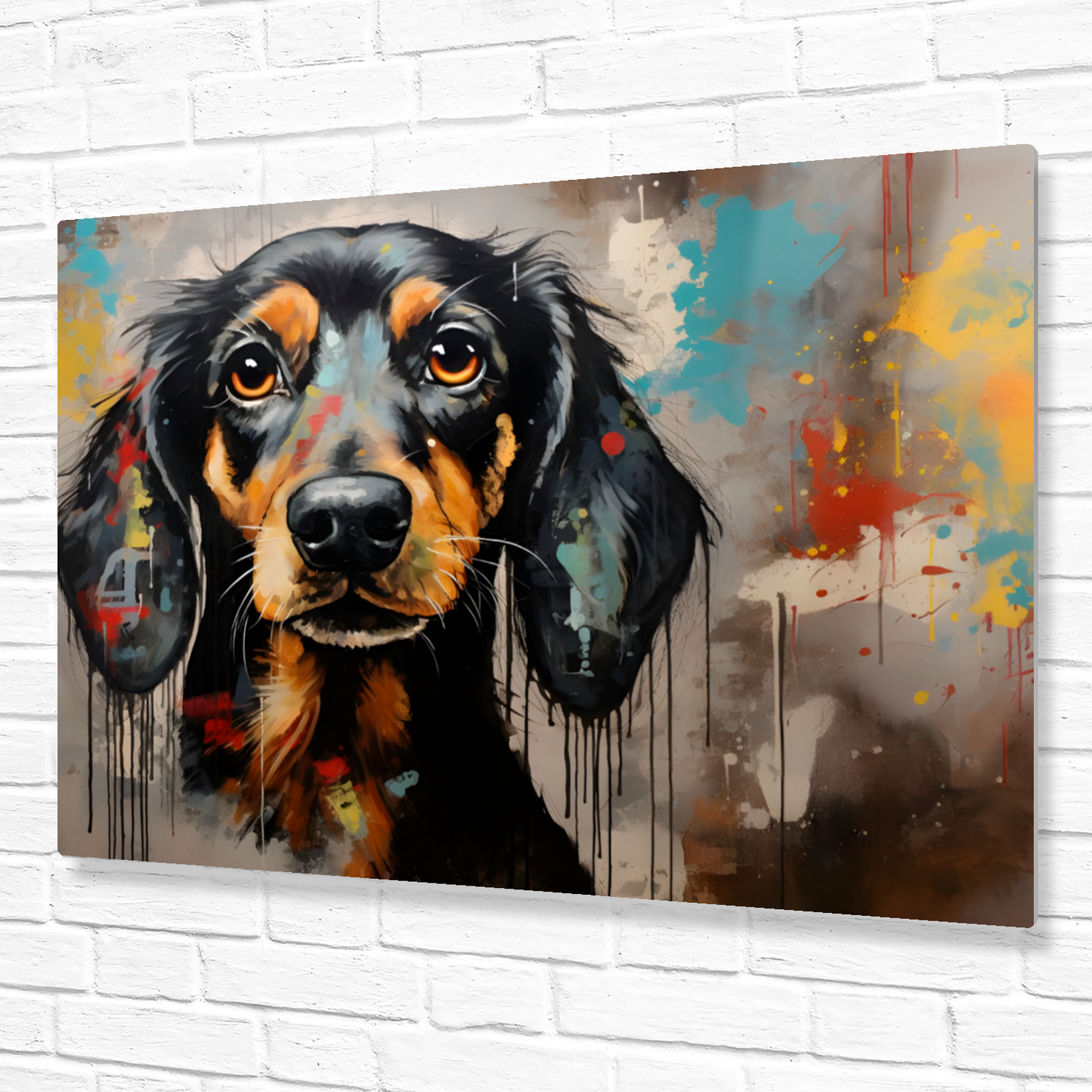Dachshund Drip Premium Landscape Aluminum Prints