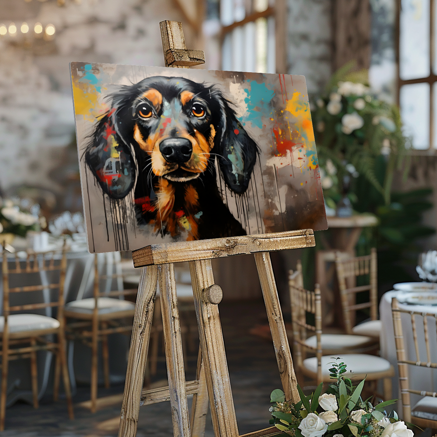 Dachshund Drip Premium Landscape Aluminum Prints