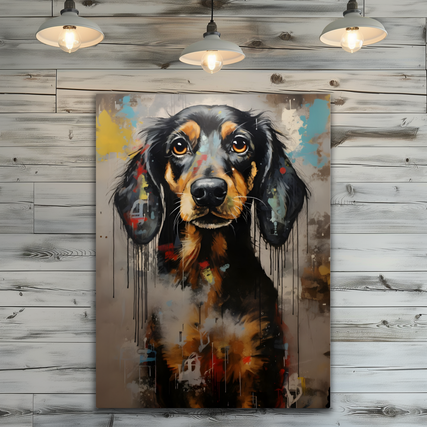 Dachshund Drip Premium Portrait Aluminum Prints