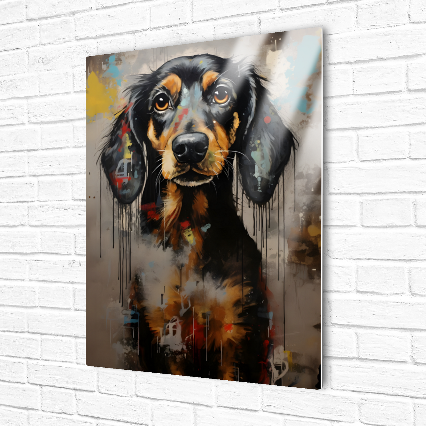 Dachshund Drip Premium Portrait Aluminum Prints