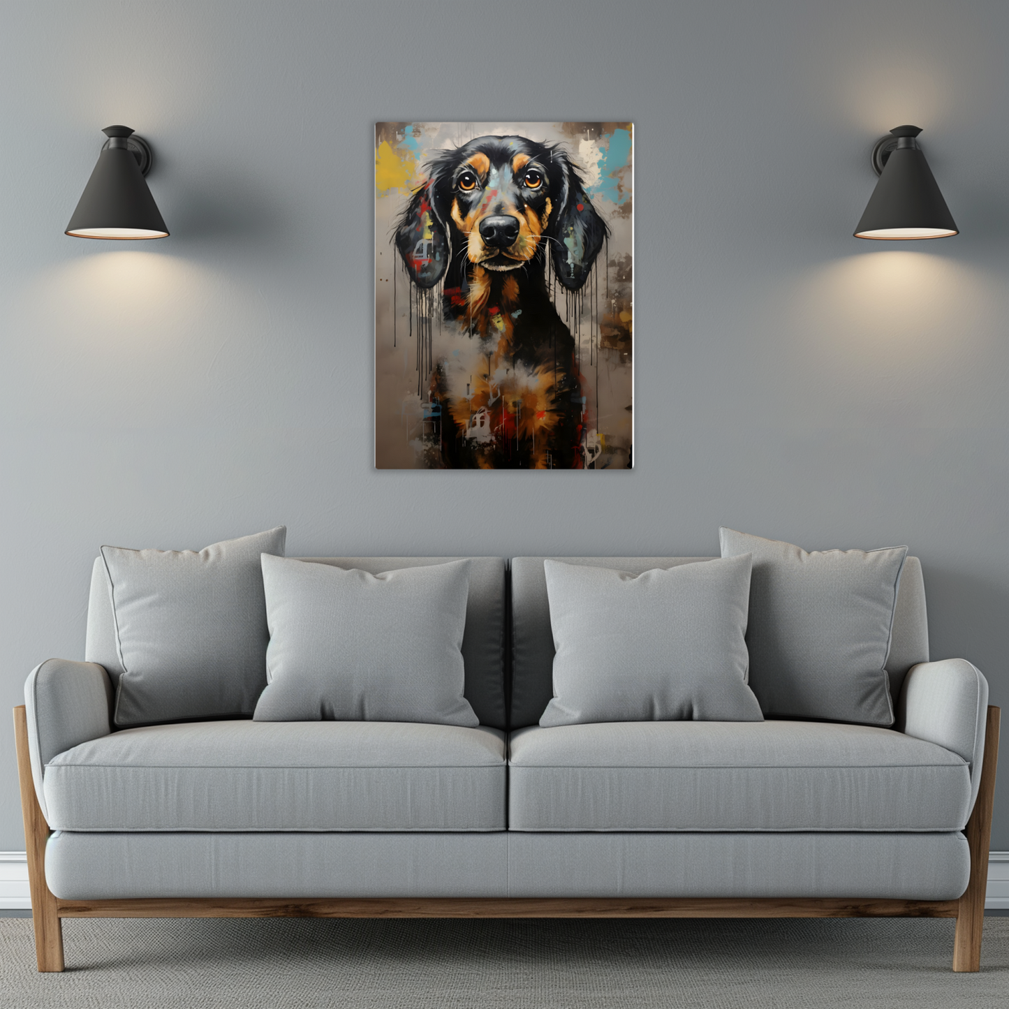 Dachshund Drip Premium Portrait Aluminum Prints