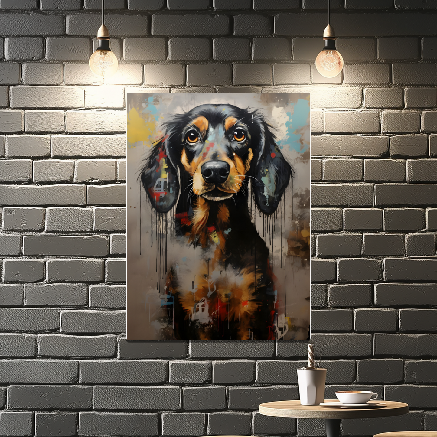 Dachshund Drip Premium Portrait Aluminum Prints