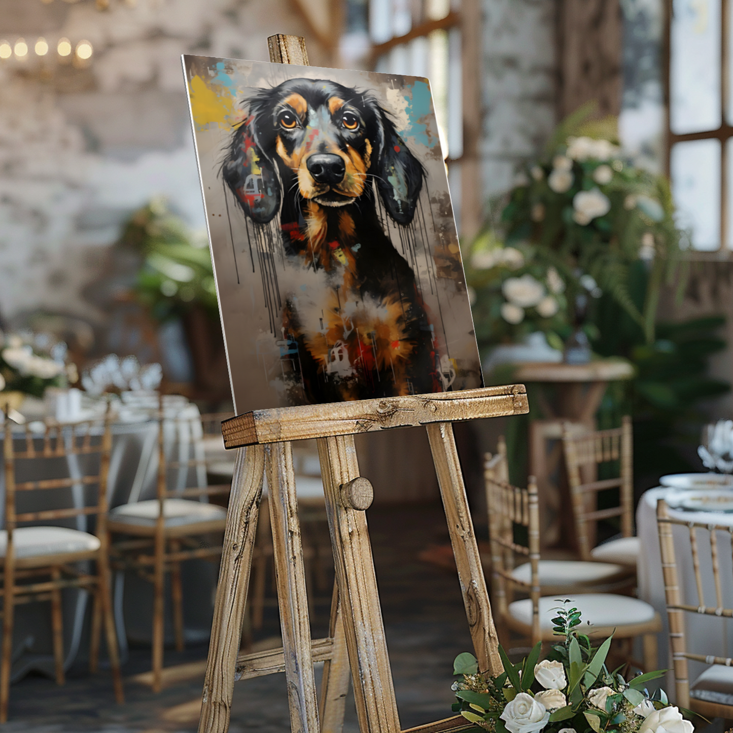 Dachshund Drip Premium Portrait Aluminum Prints