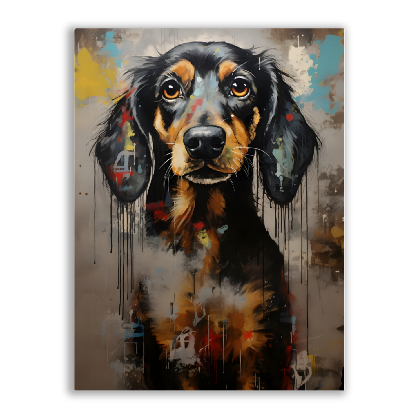 Dachshund Drip Premium Portrait Aluminum Prints