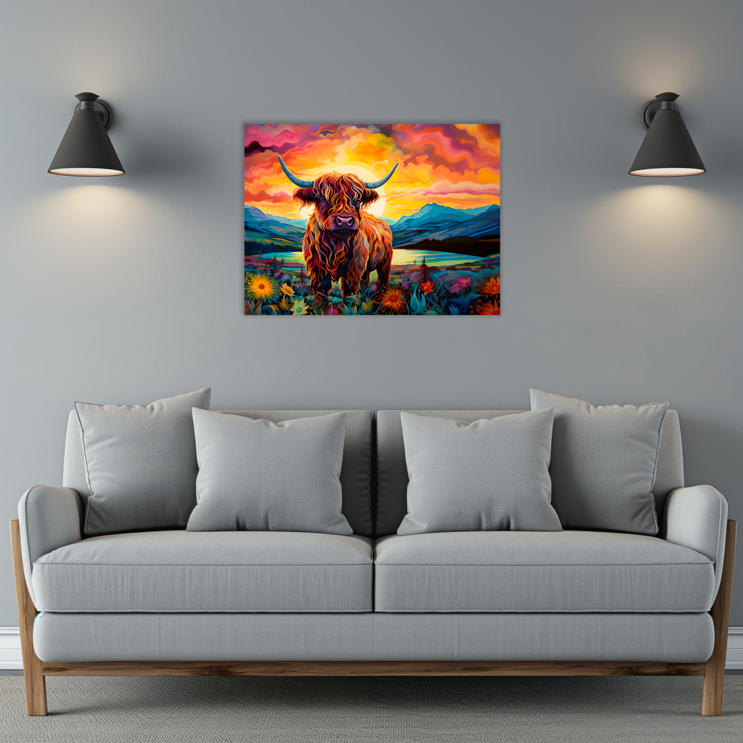 Highland Cow Premium Landscape Aluminum Prints