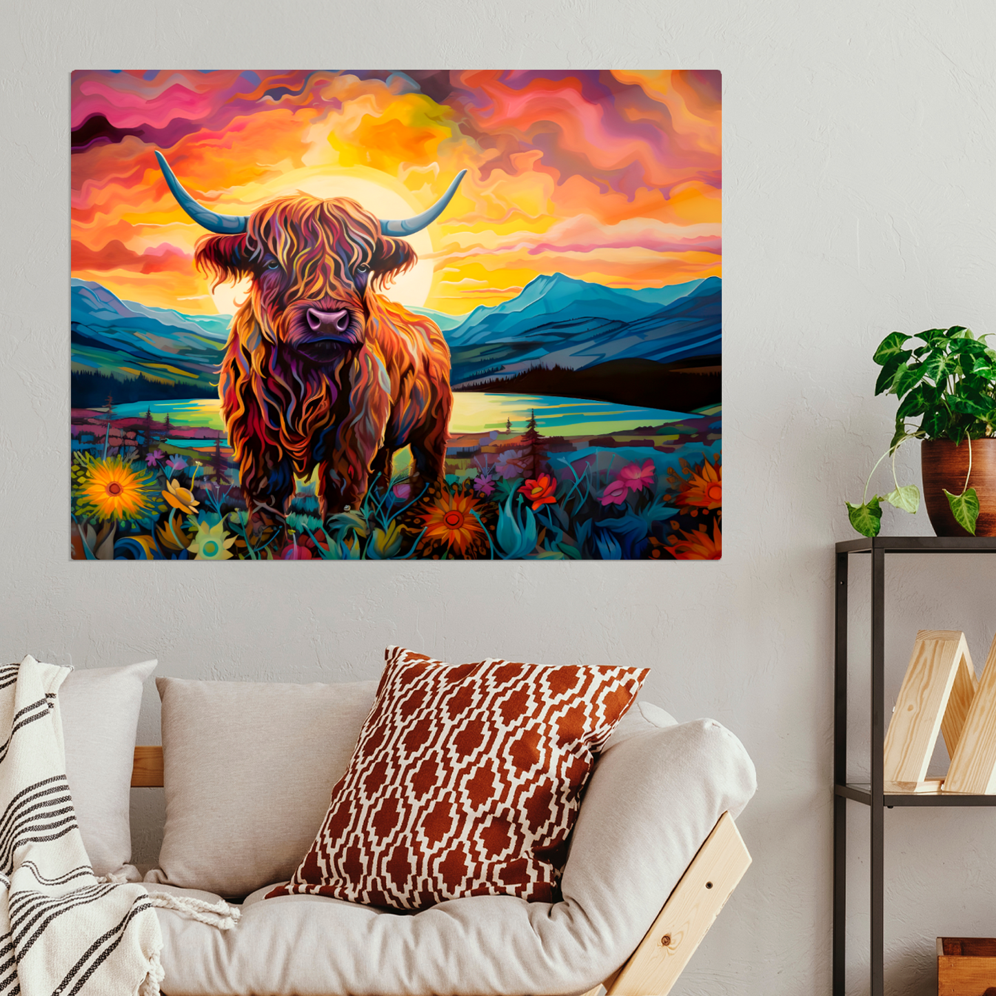Highland Cow Premium Landscape Aluminum Prints