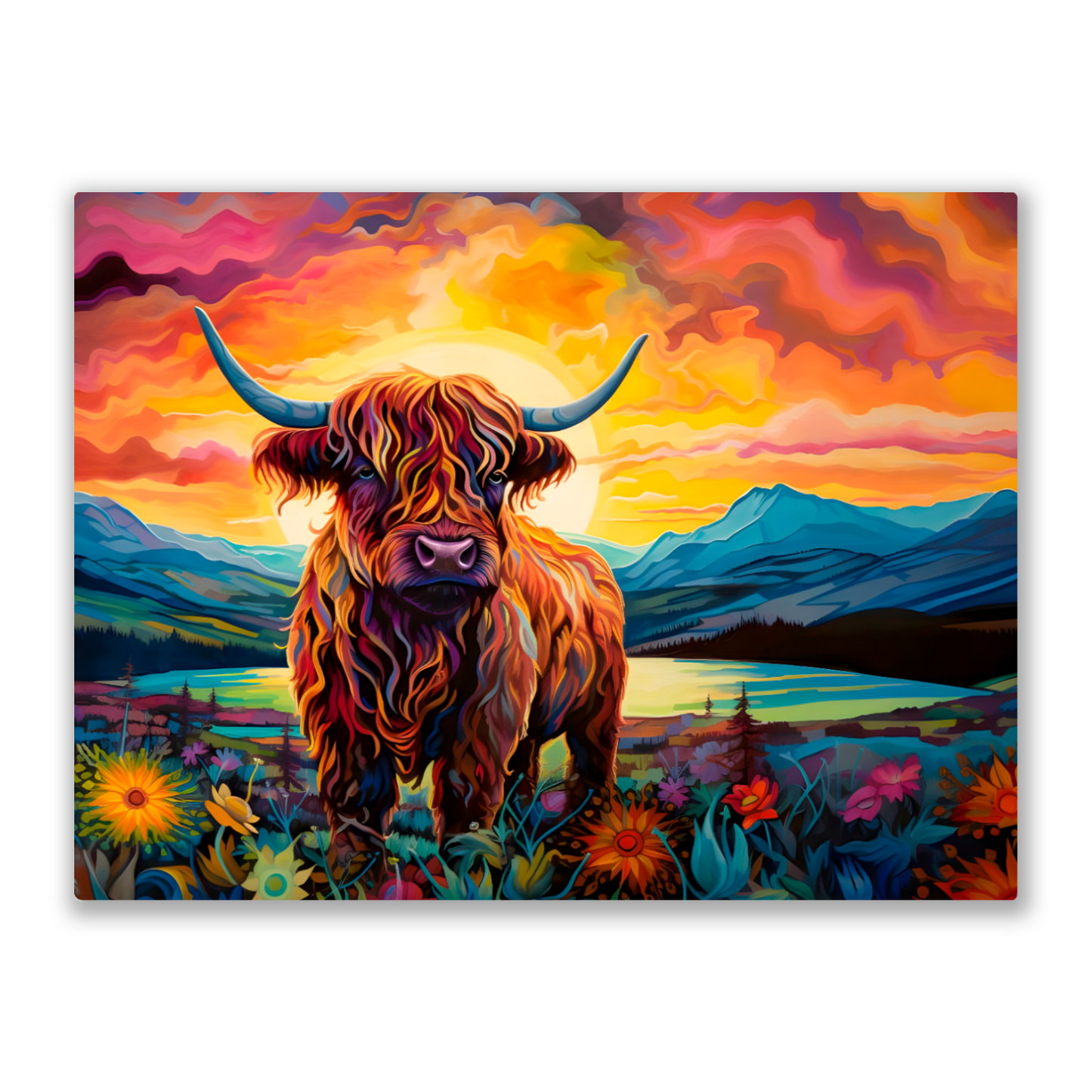 Highland Cow Premium Landscape Aluminum Prints