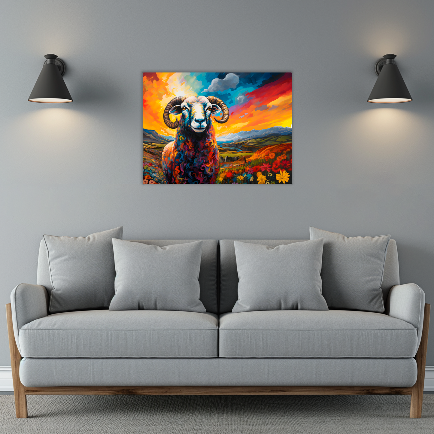 Black Faced Sheep Premium Landscape Aluminum Prints
