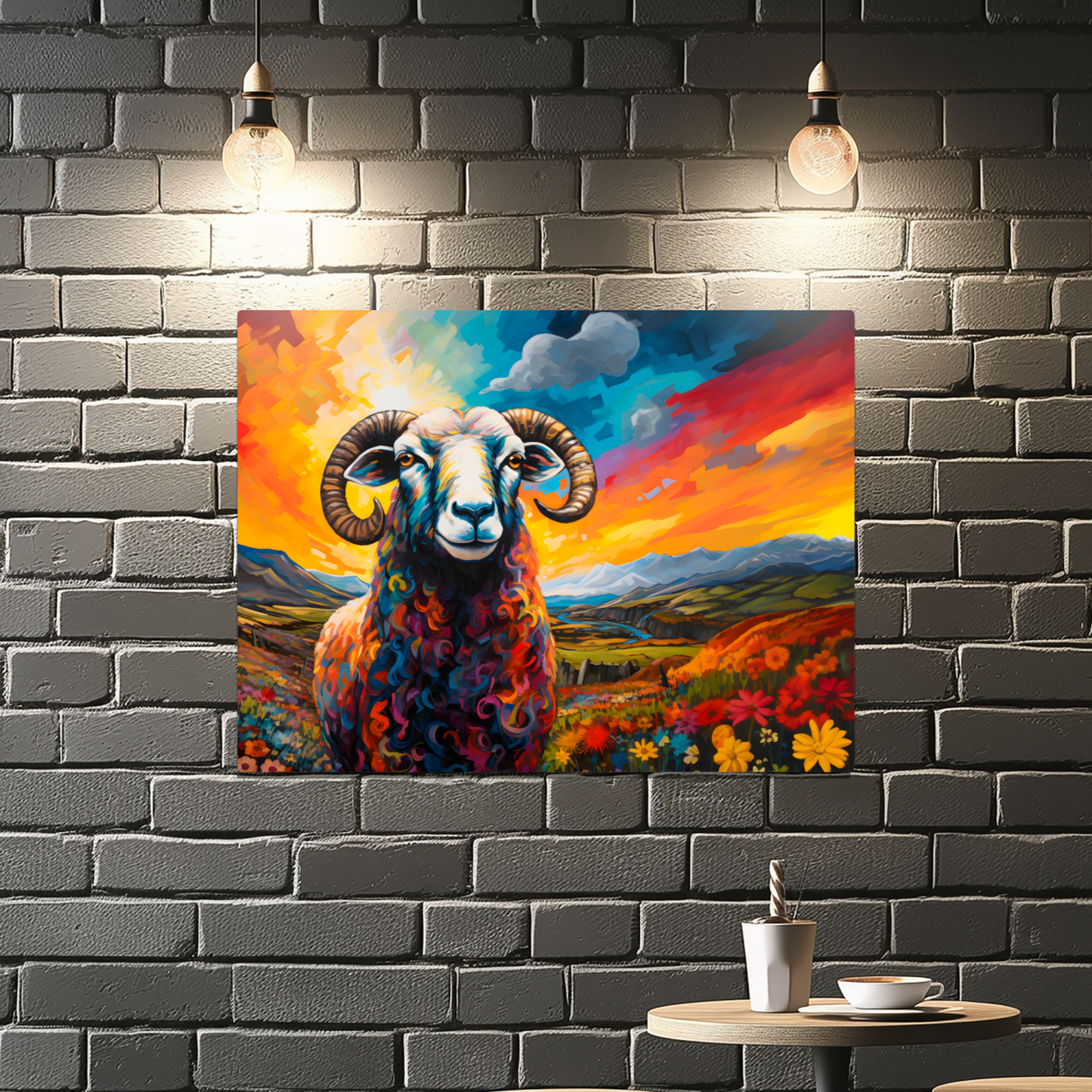 Black Faced Sheep Premium Landscape Aluminum Prints