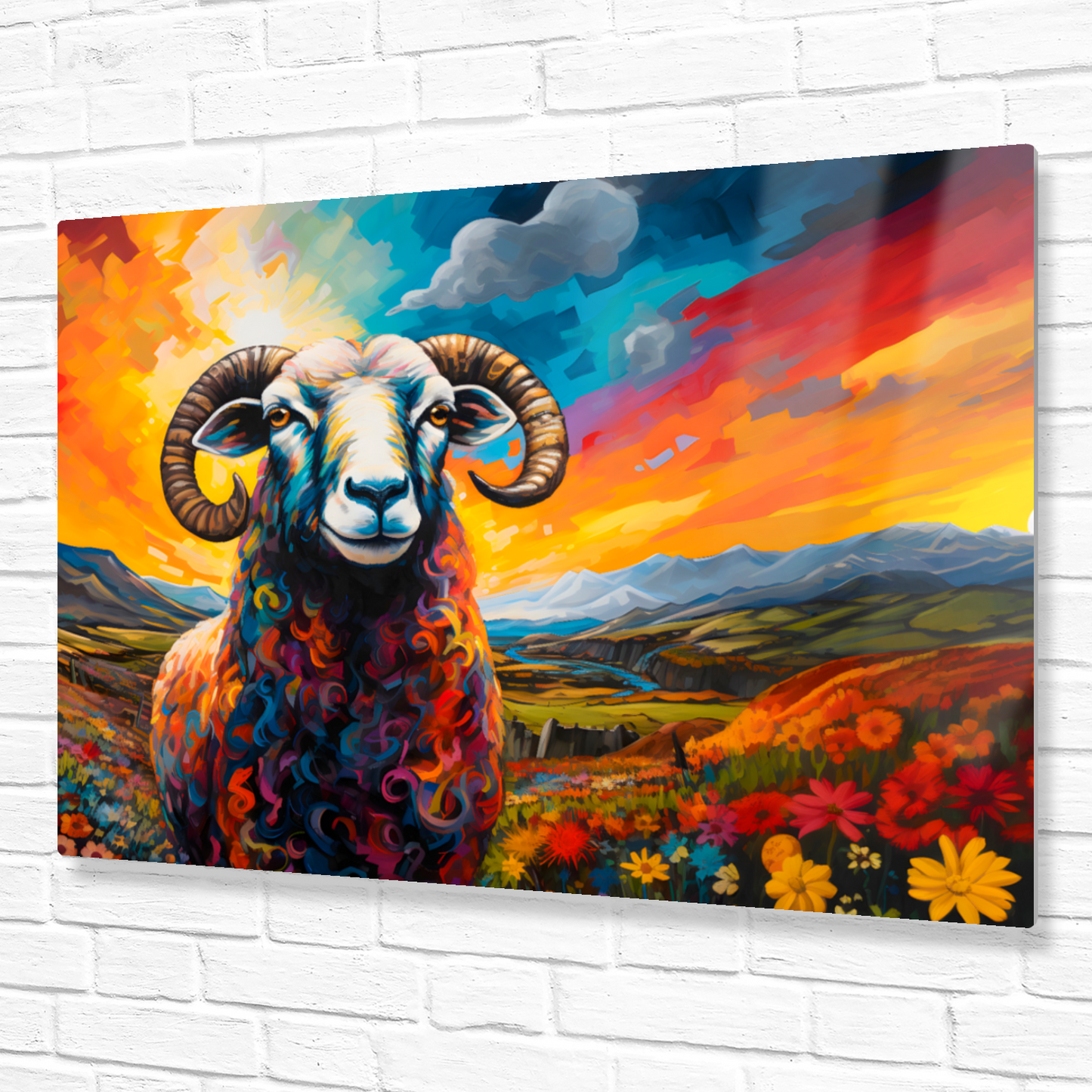 Black Faced Sheep Premium Landscape Aluminum Prints