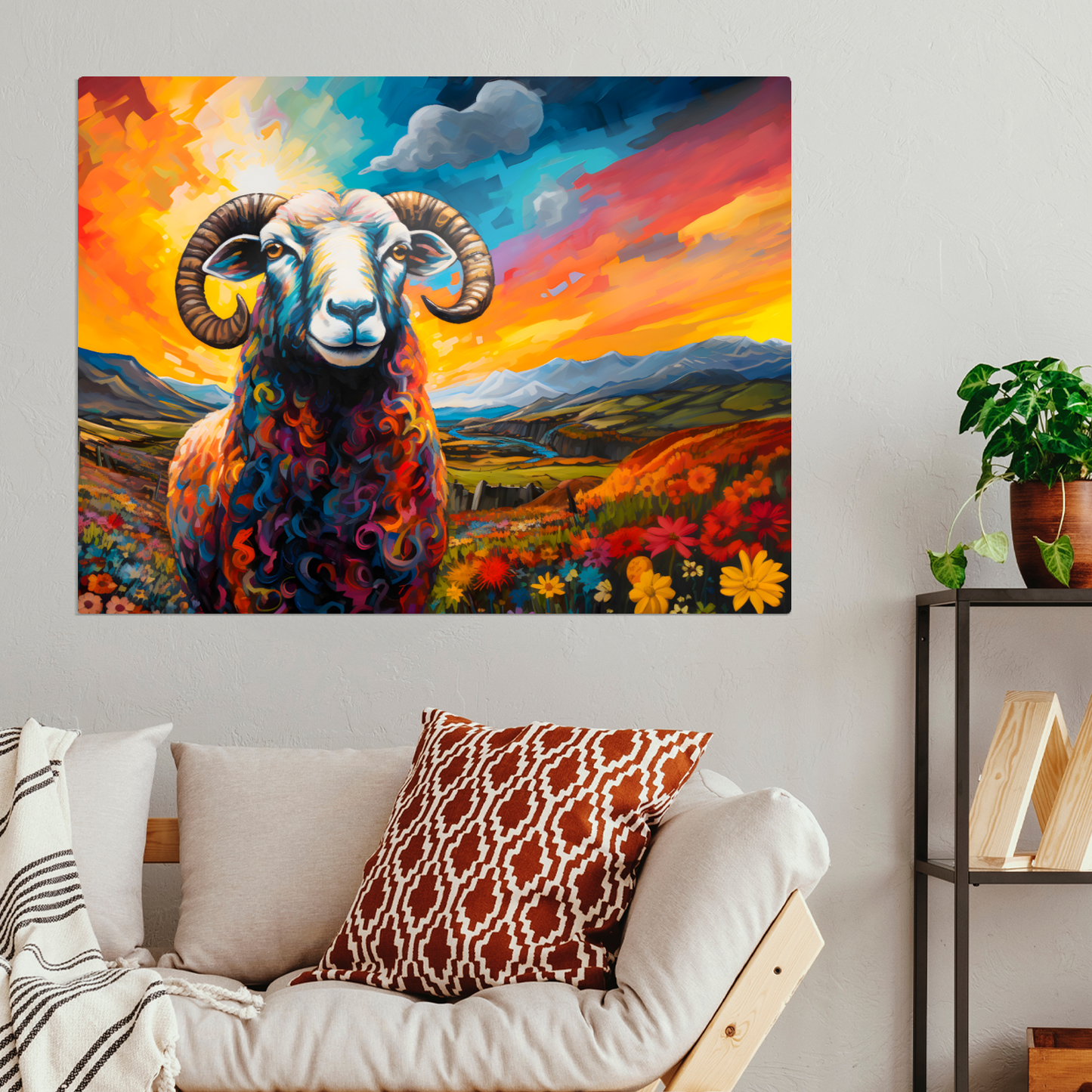 Black Faced Sheep Premium Landscape Aluminum Prints