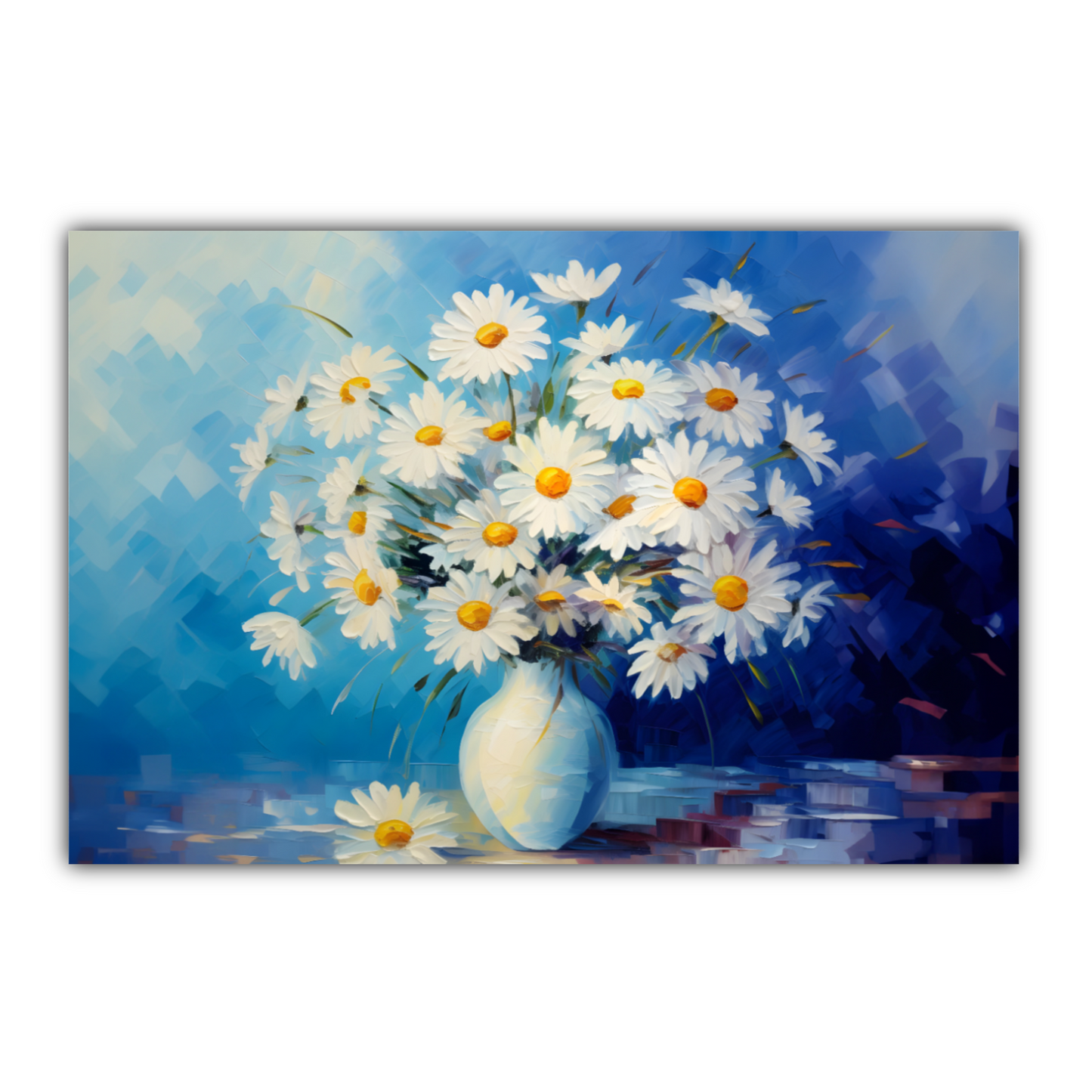 Sunlit Daisies in Blue Deluxe Box Landscape Canvas Print