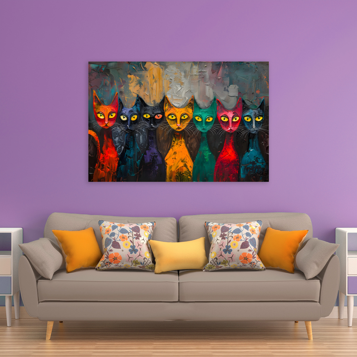 Council of Whiskers Deluxe Box Landscape Canvas Prints