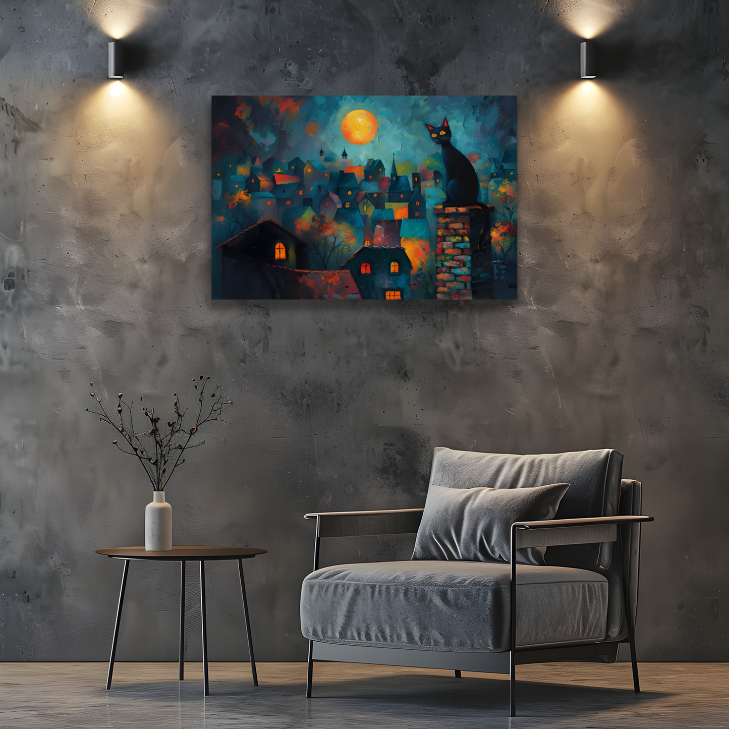 Twilight Over Rooftops Deluxe Box Landscape Canvas Prints