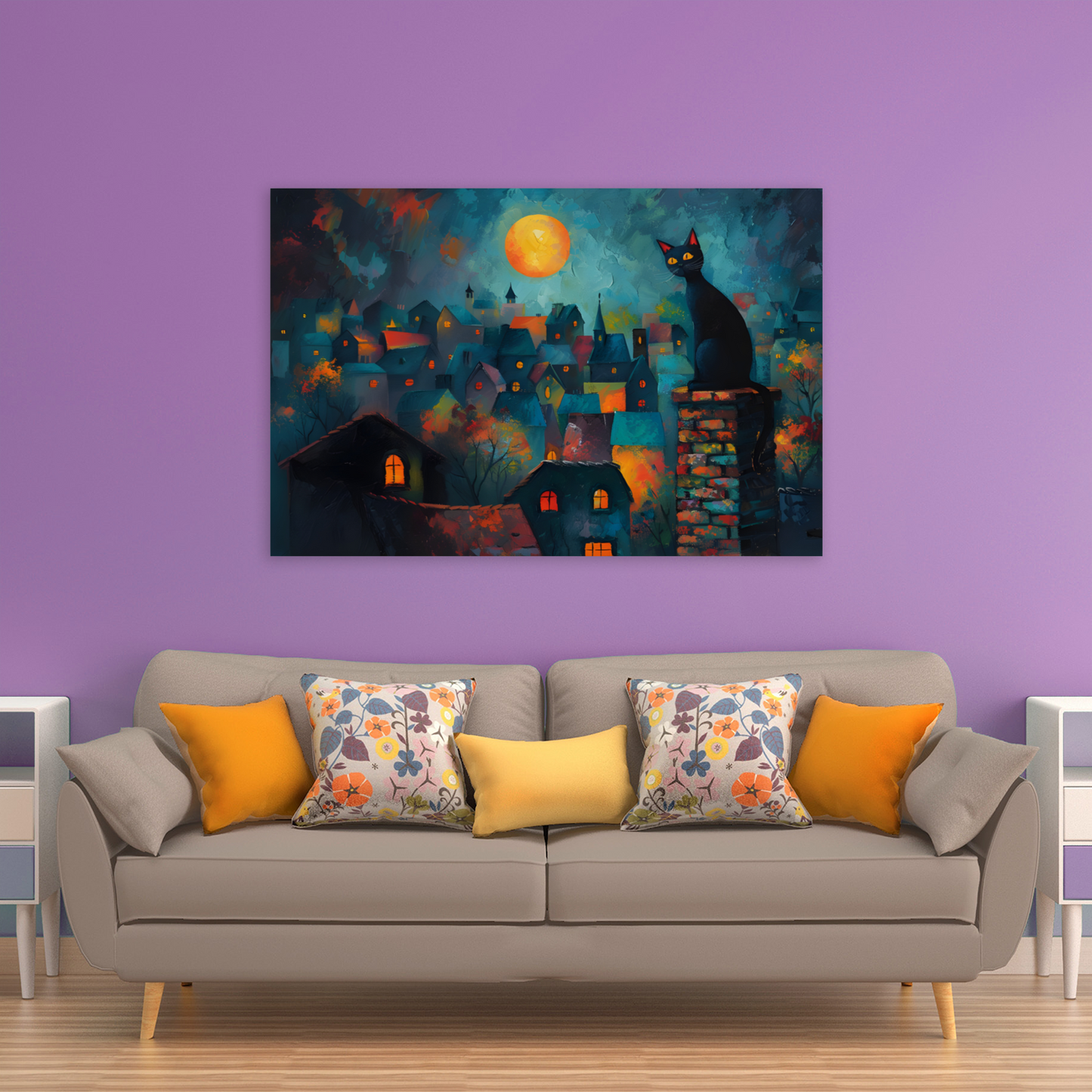 Twilight Over Rooftops Deluxe Box Landscape Canvas Prints