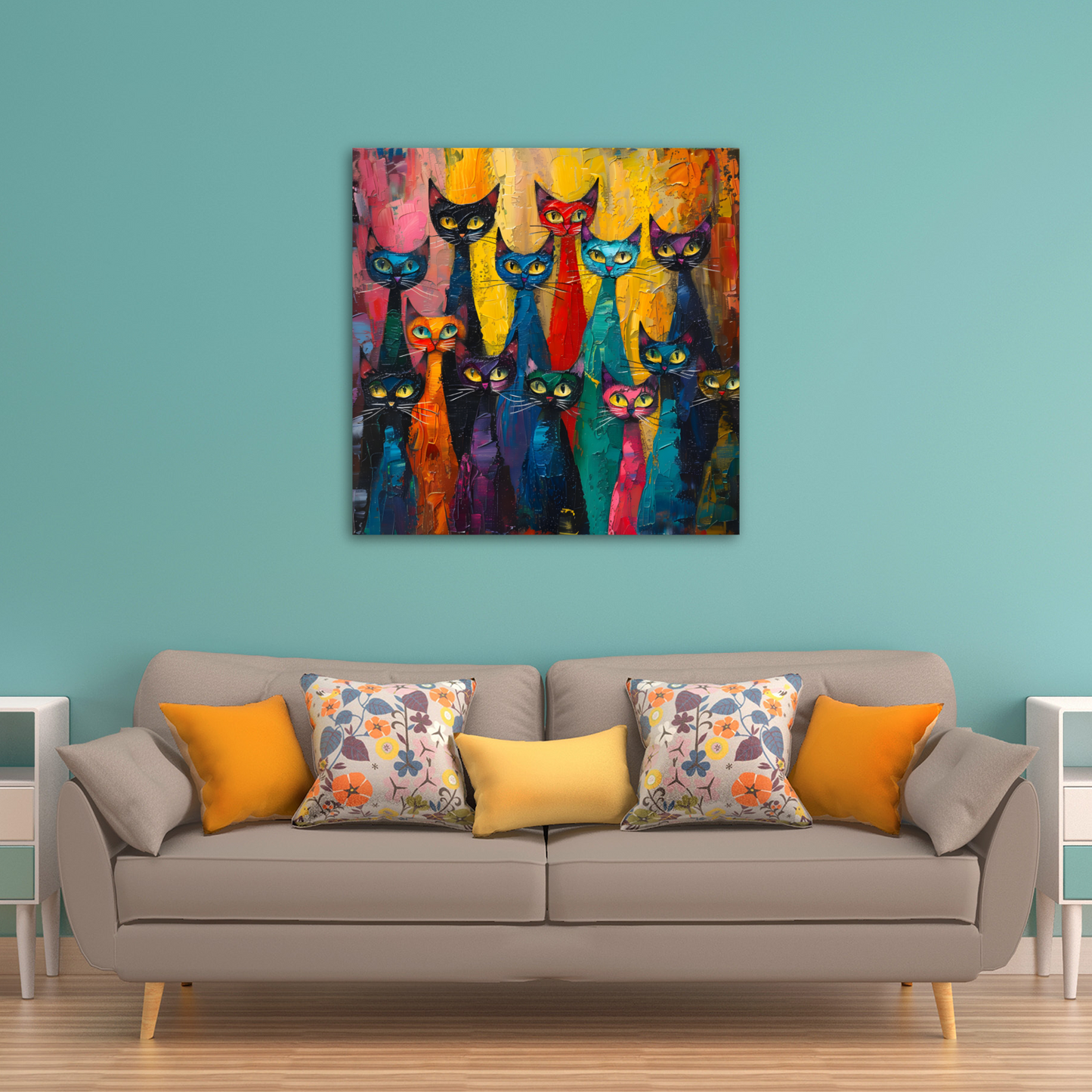 Council of Whiskers Deluxe Box Square Canvas Prints