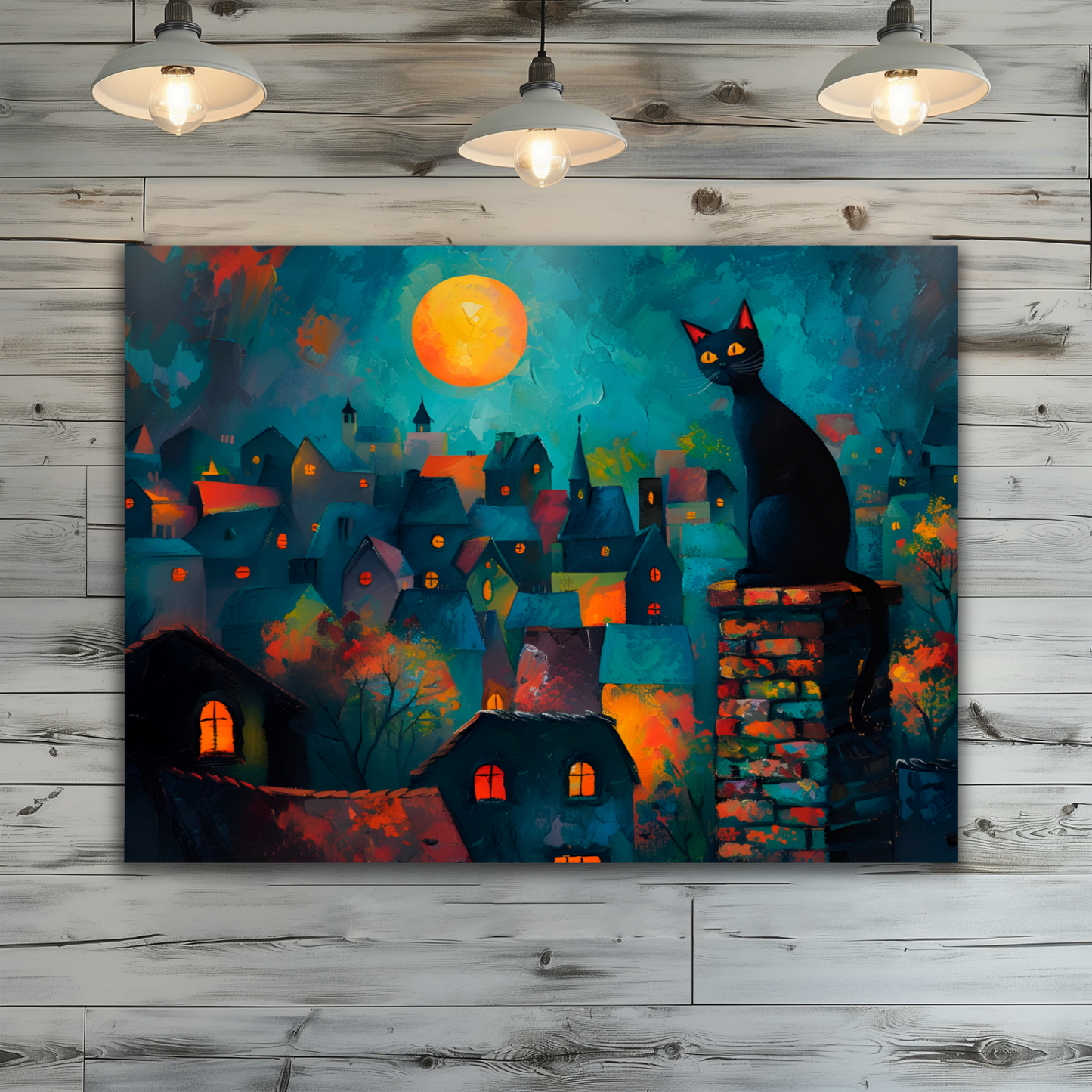 Twilight Over Rooftops Premium Landscape Aluminum Prints