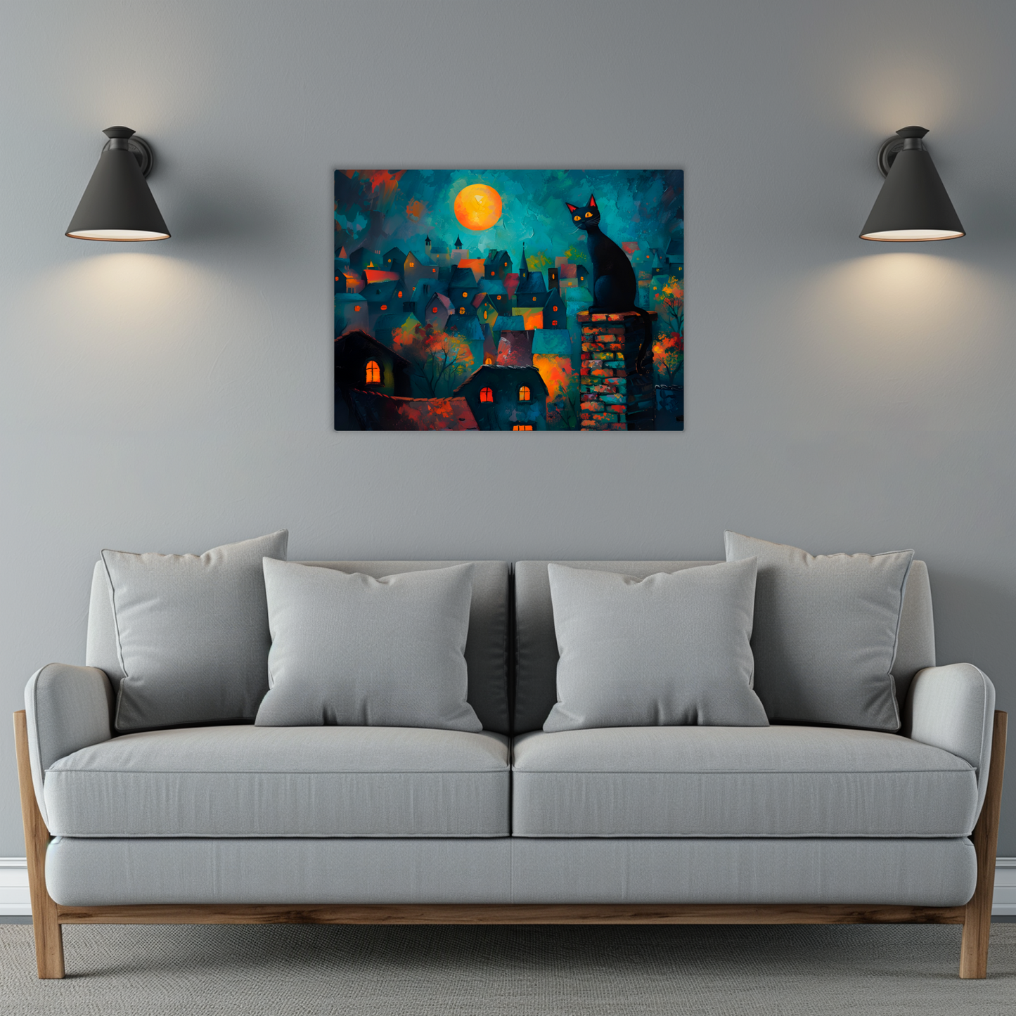Twilight Over Rooftops Premium Landscape Aluminum Prints