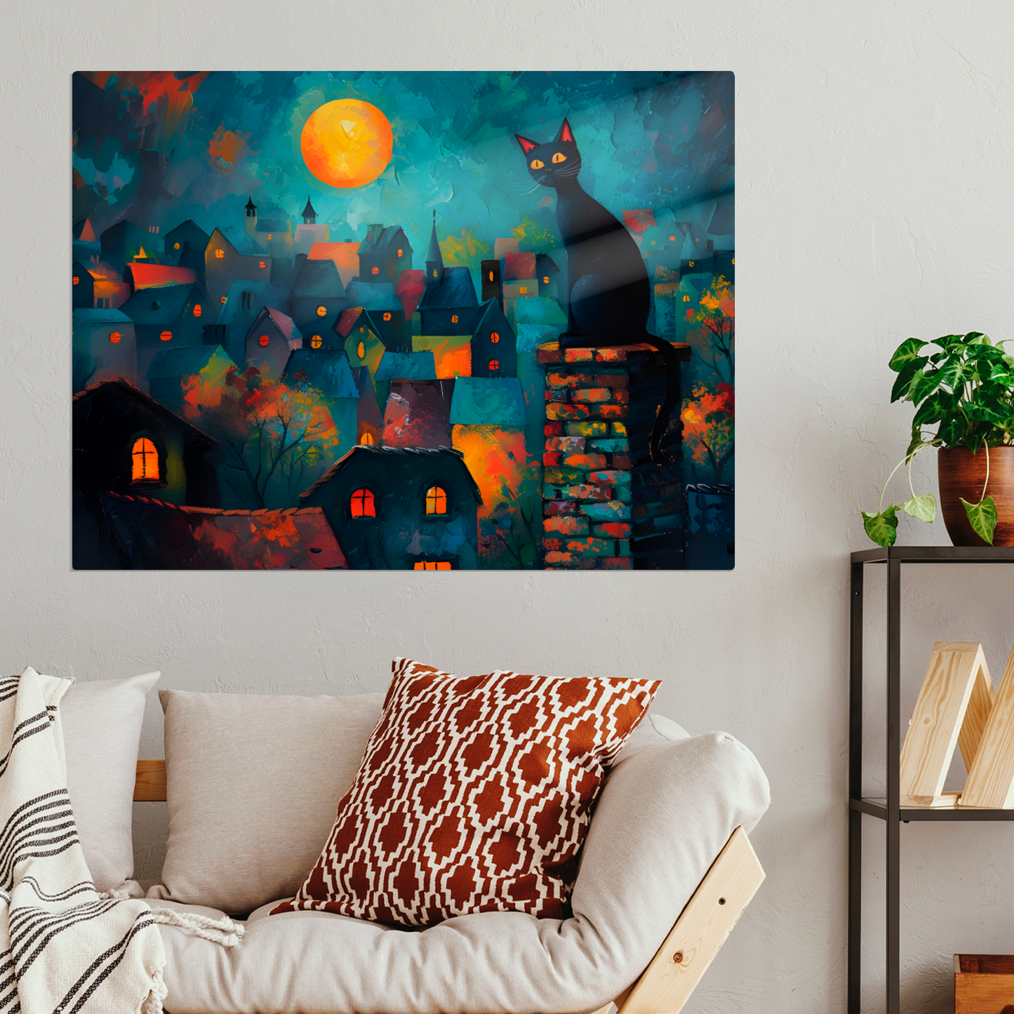 Twilight Over Rooftops Premium Landscape Aluminum Prints