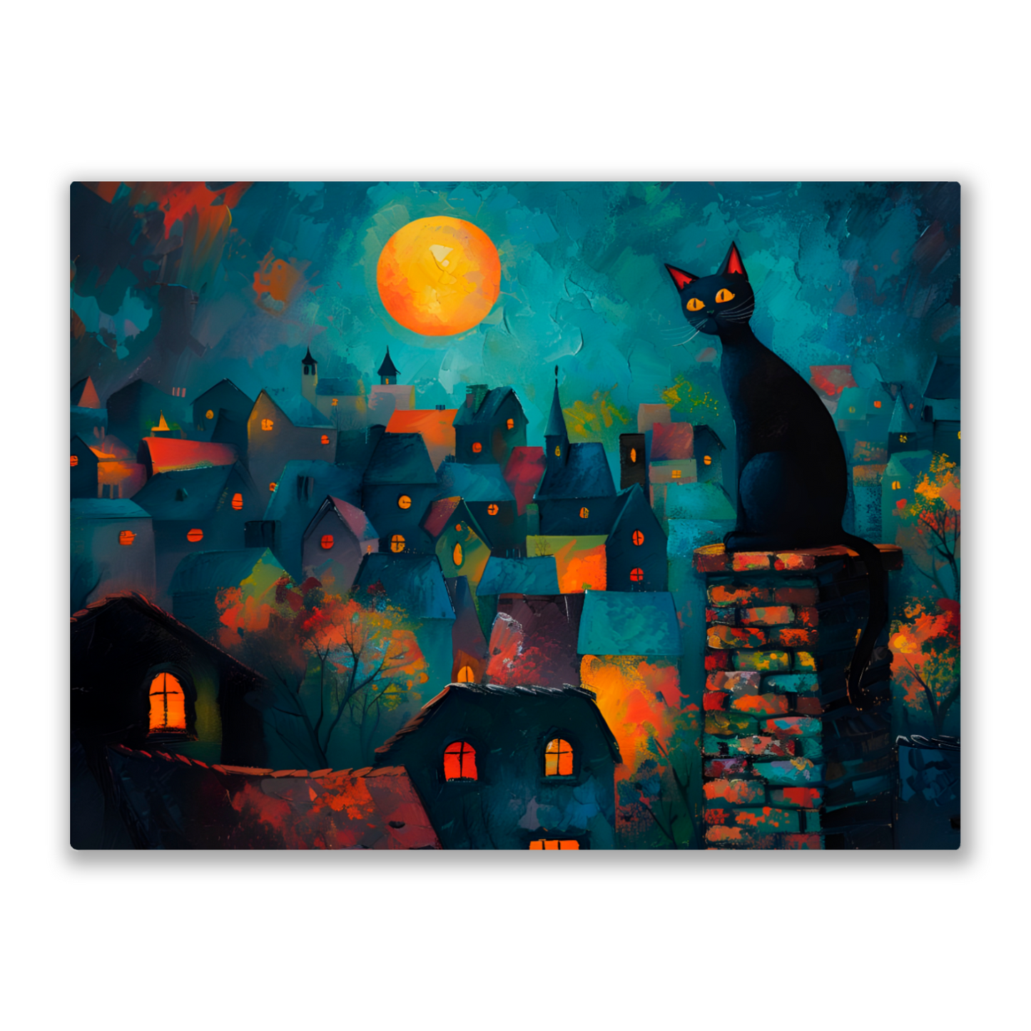 Twilight Over Rooftops Premium Landscape Aluminum Prints