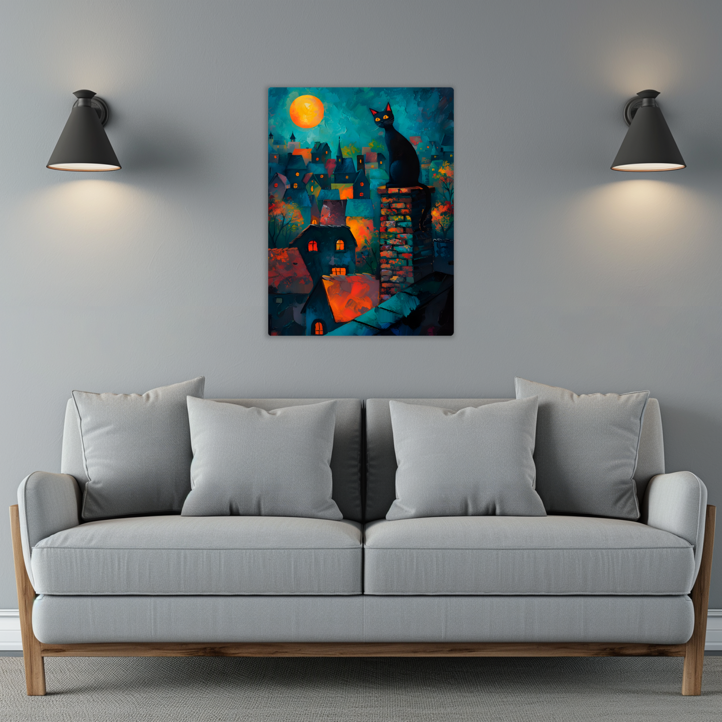 Twilight Over Rooftops Premium Portrait Aluminum Prints