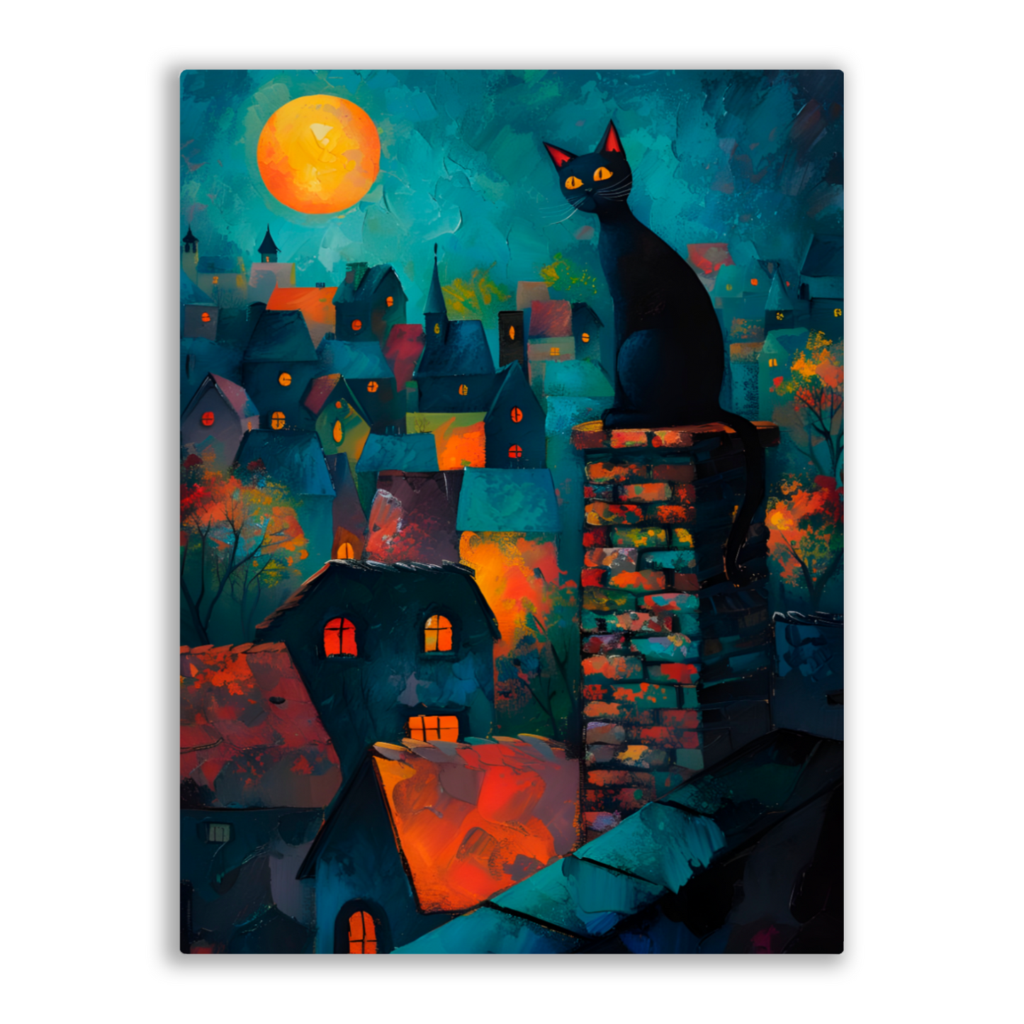 Twilight Over Rooftops Premium Portrait Aluminum Prints
