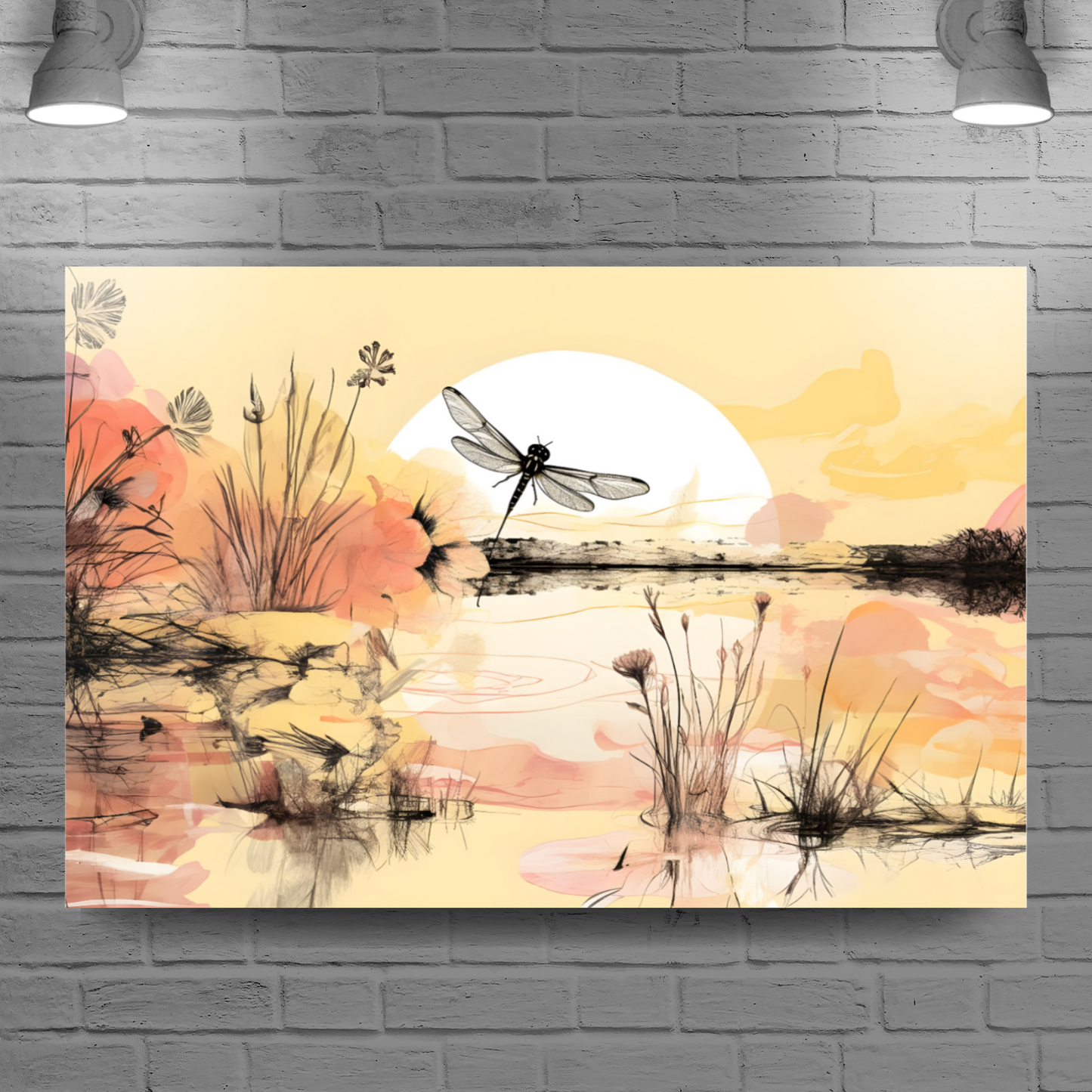 Dragonfly Reflections Deluxe Box Landscape Canvas Prints