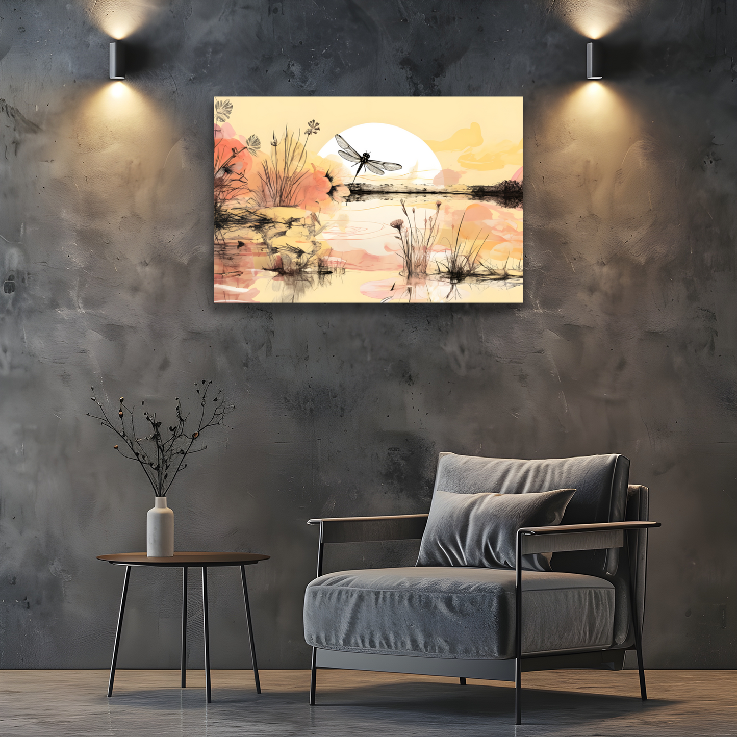 Dragonfly Reflections Deluxe Box Landscape Canvas Prints
