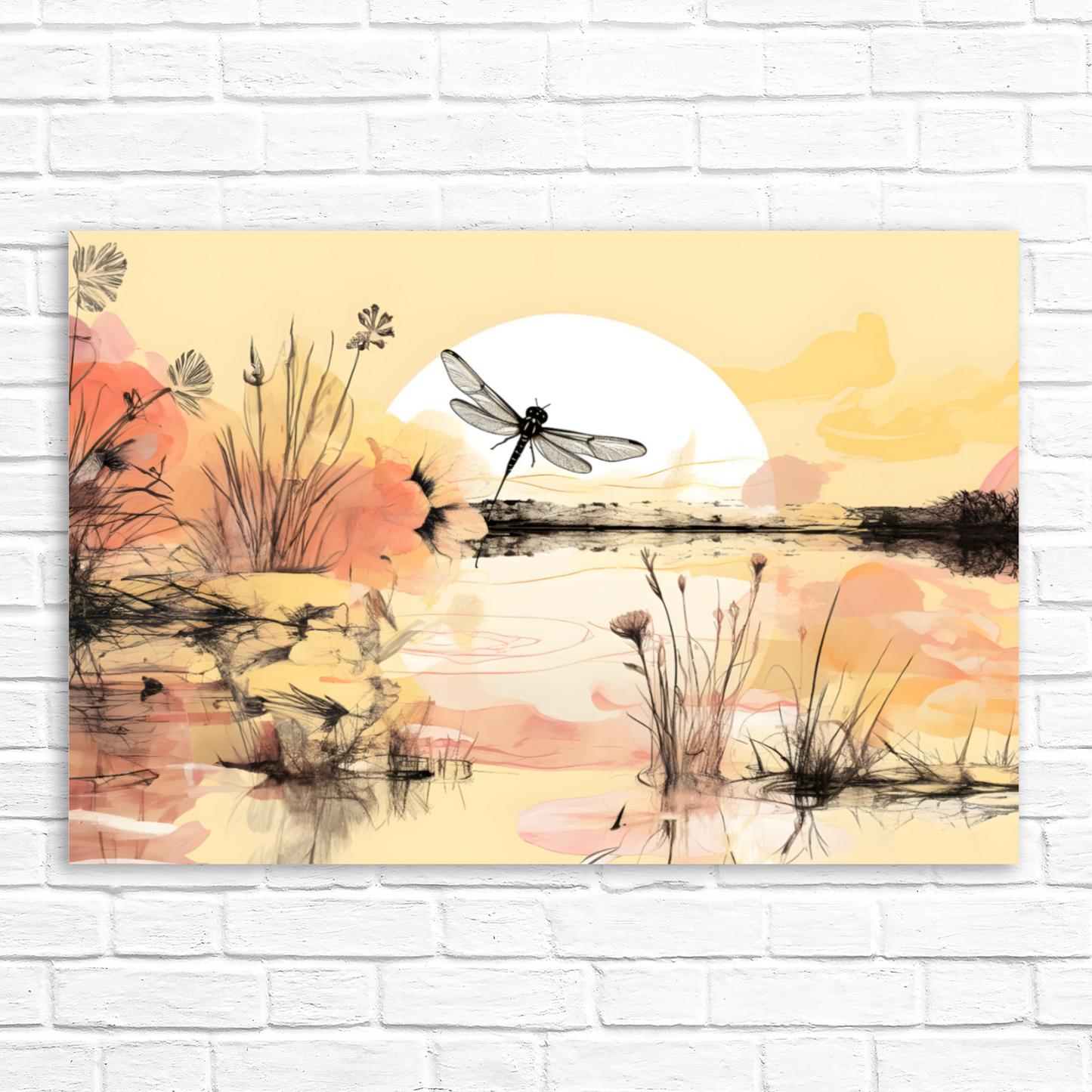 Dragonfly Reflections Deluxe Box Landscape Canvas Prints