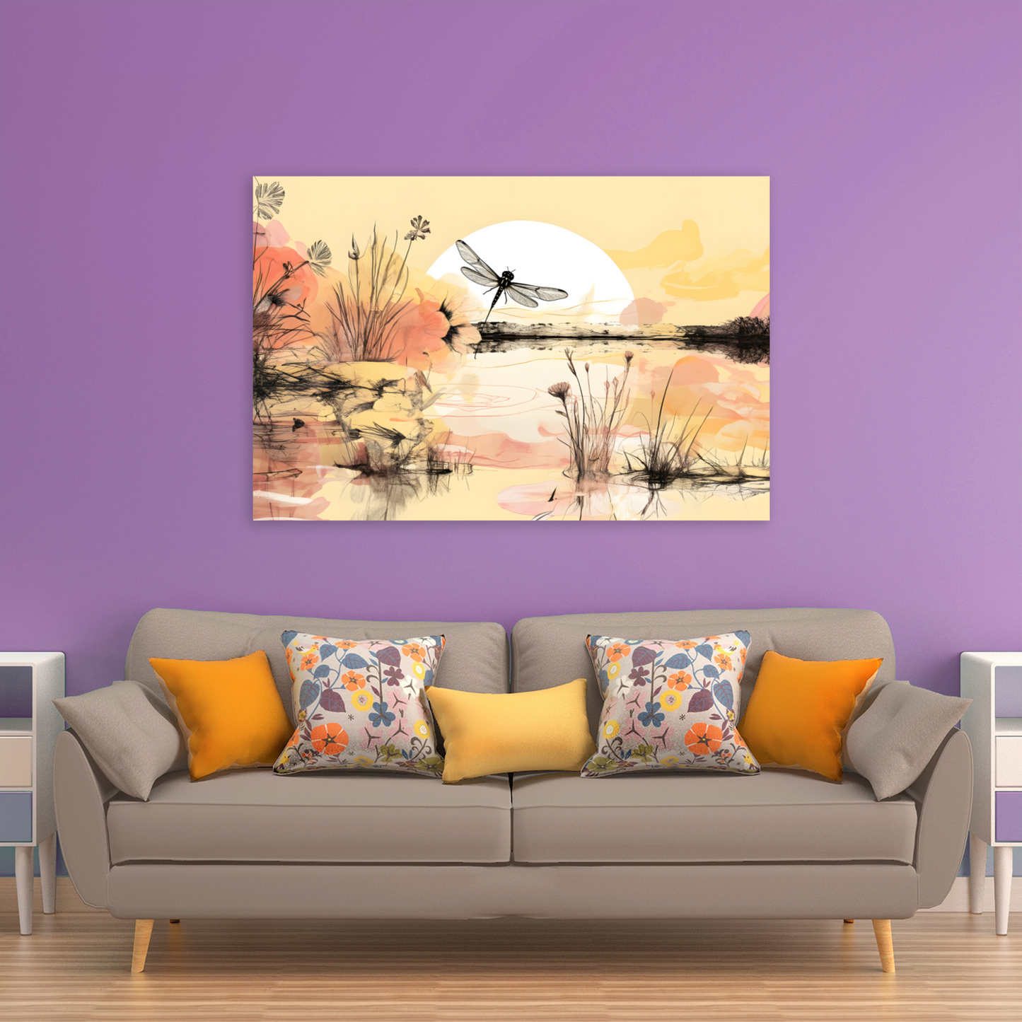 Dragonfly Reflections Deluxe Box Landscape Canvas Prints