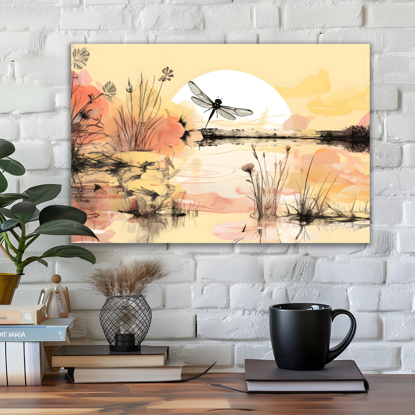 Dragonfly Reflections Deluxe Box Landscape Canvas Prints