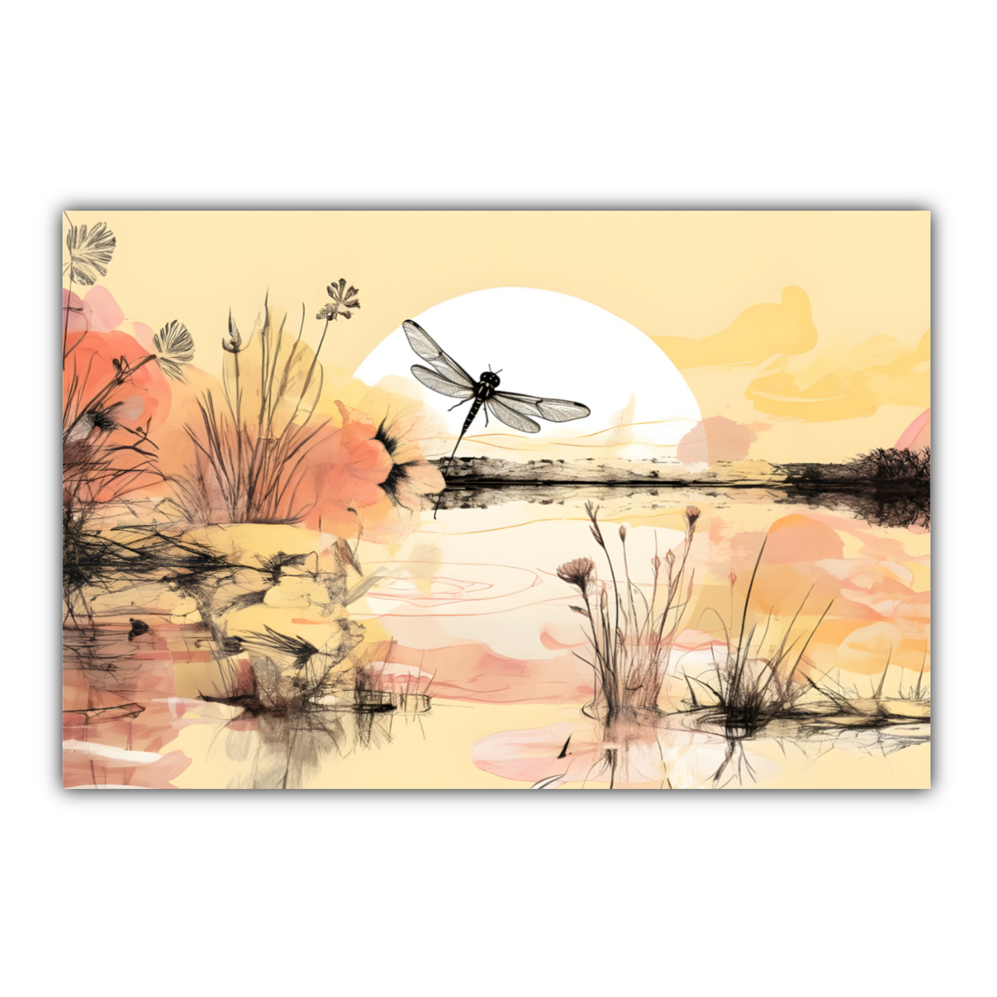 Dragonfly Reflections Deluxe Box Landscape Canvas Prints