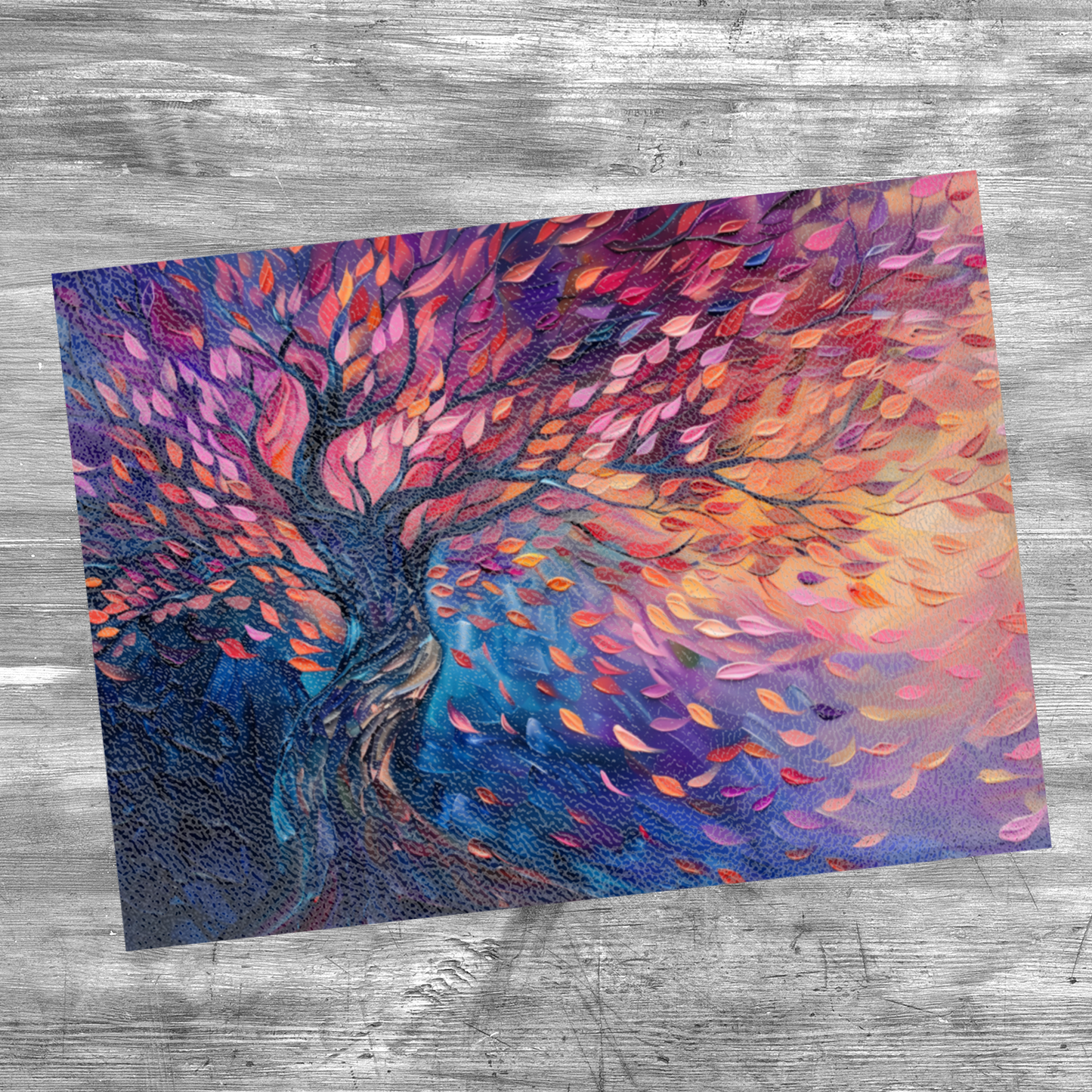 Tree of Life Autumn Glow Textured Glass Chopping Boards