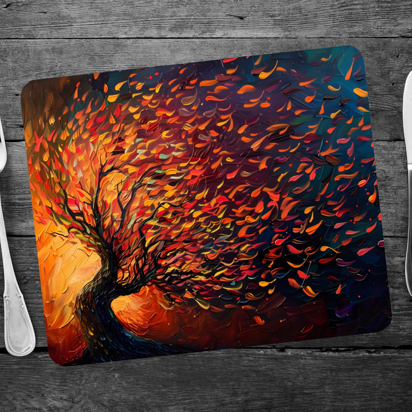 Tree of Life Fiery Elegance Wooden Placemat