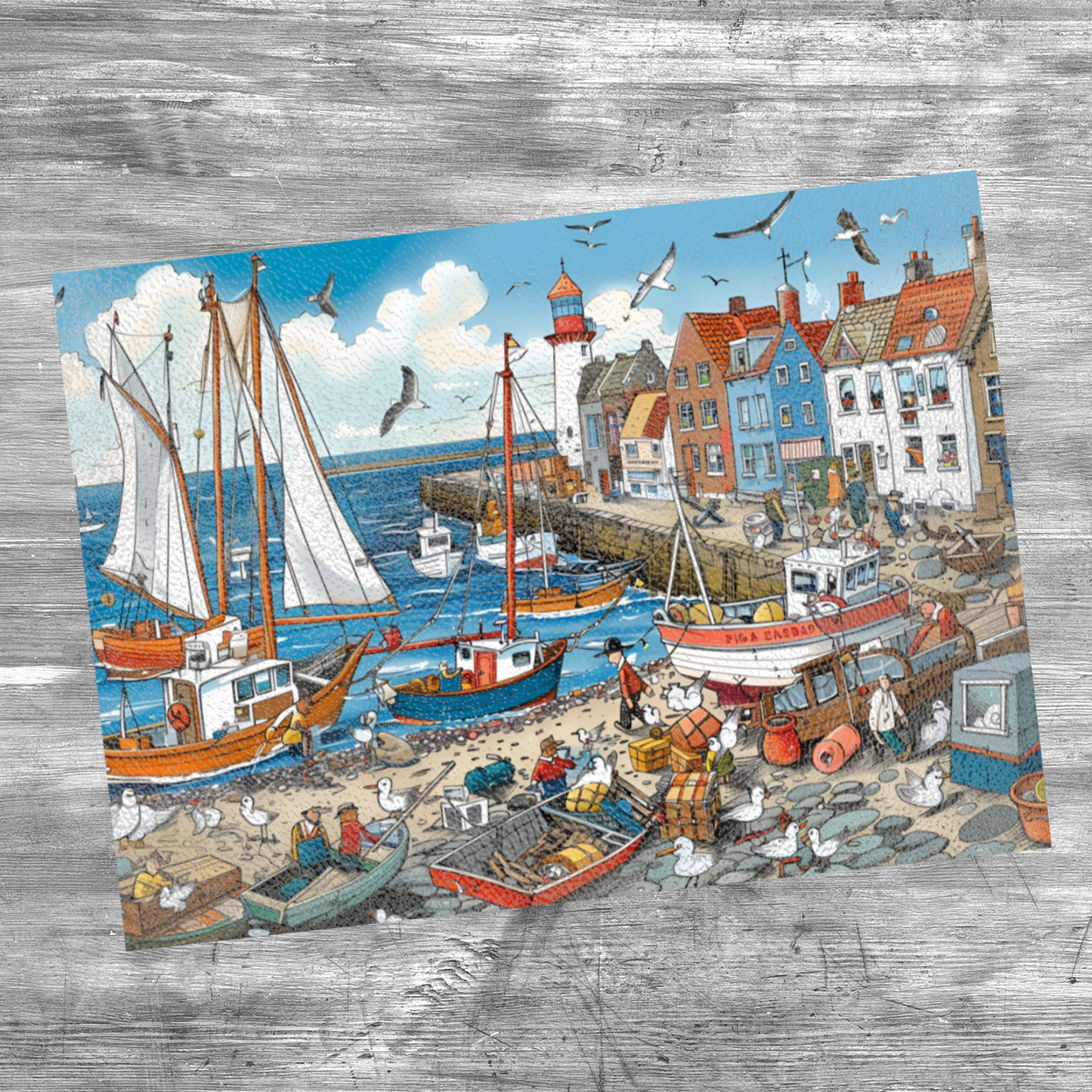 Seaside Harbor Bustle Textured Glass Chopping Boards