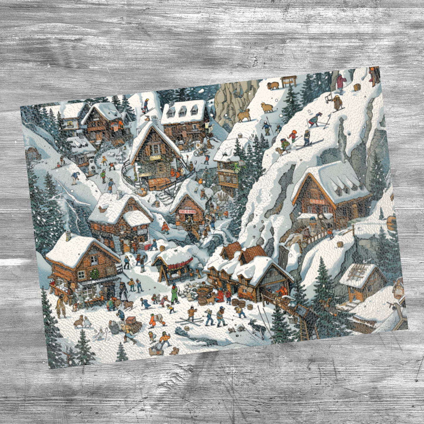 Snowy Mountain Village Textured Glass Chopping Boards